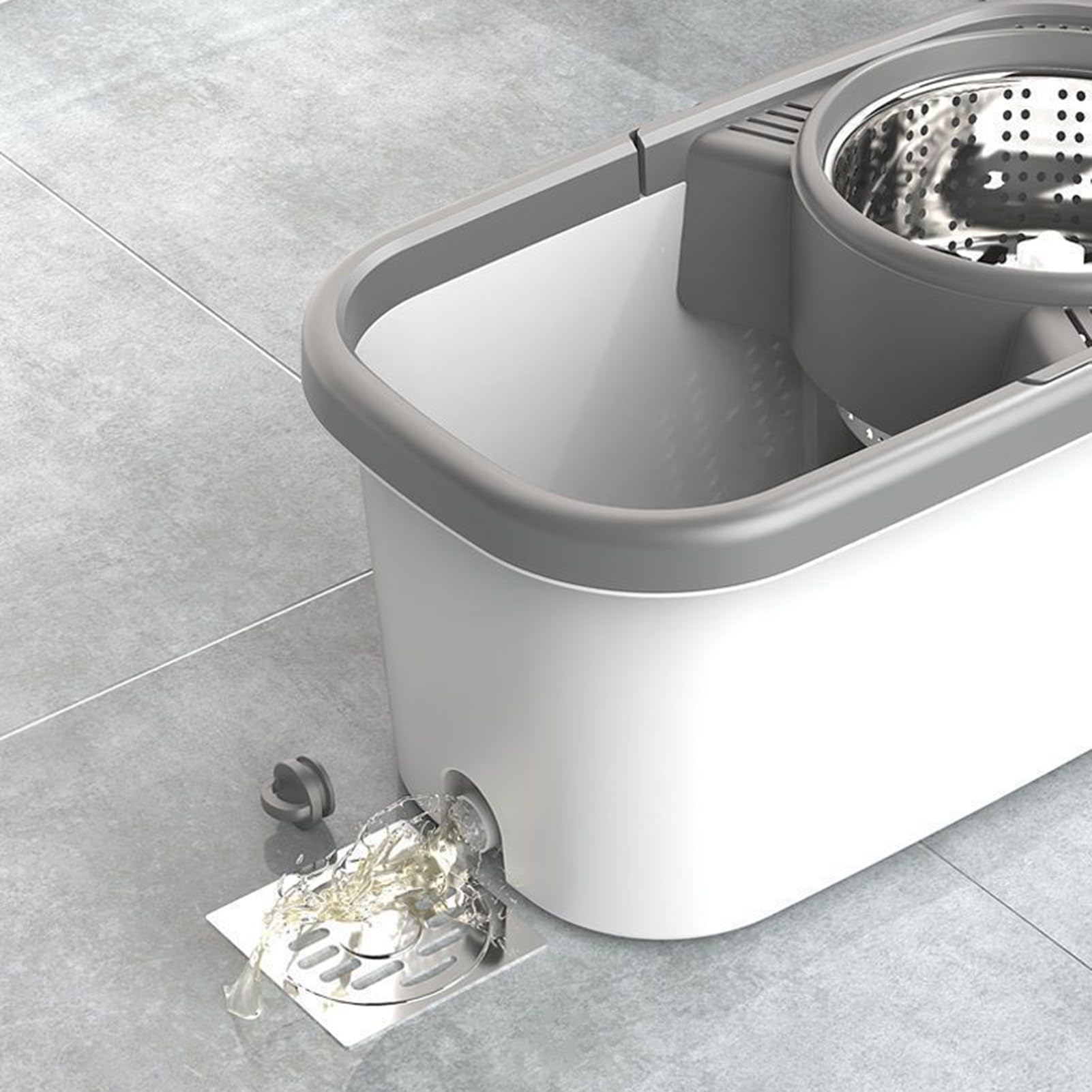 Set Fregona Cubo Mango Ajustable Ligero | Kit Cubo Giratorio Con Escurridor Para Suelos de Hogar, incluyendo Azulejos, Mármol, Cocina, Baño y Sala de Estar