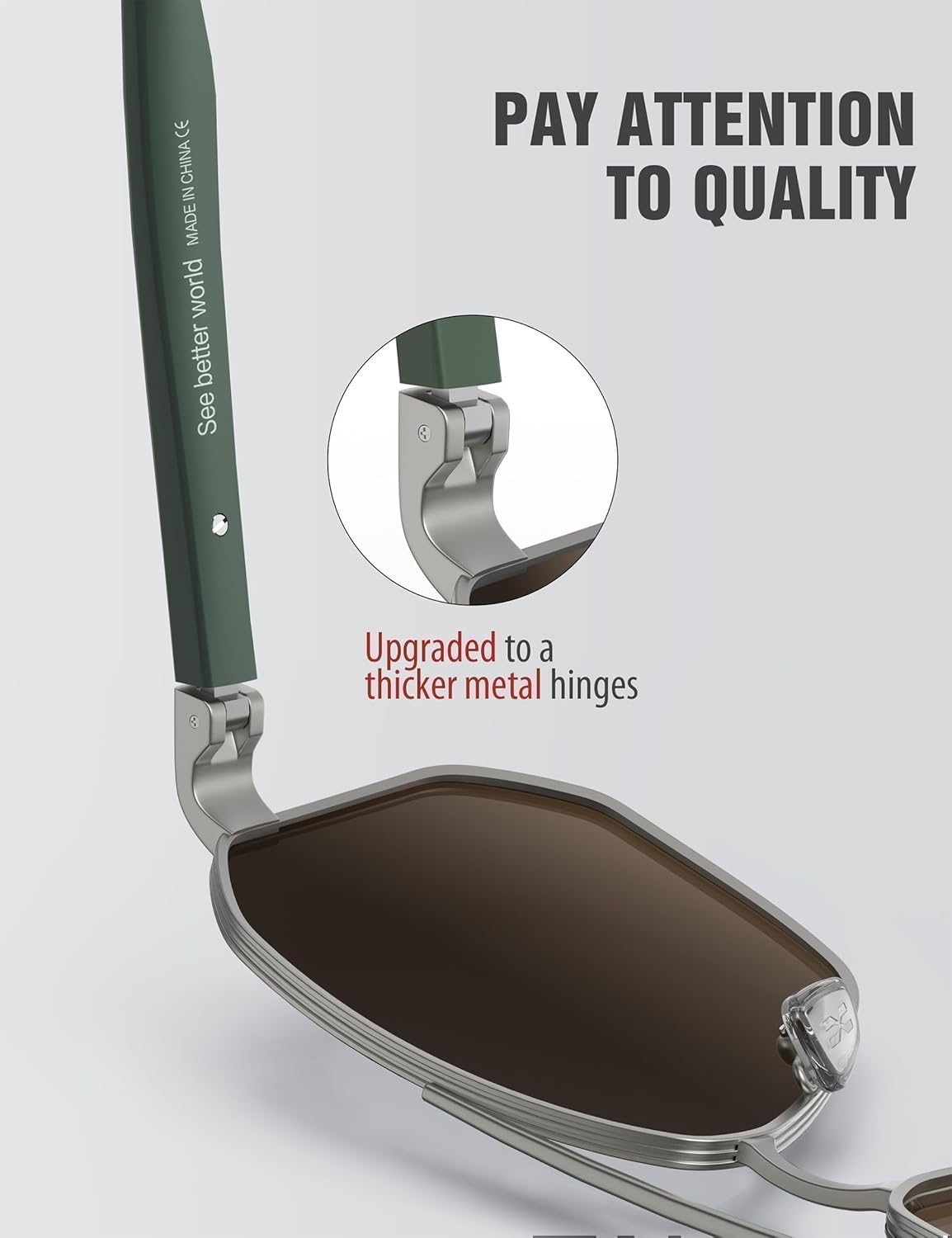 LUENX Aviator Sunglasses for Men Square Polarized Polygon Lens - UV 400 Protection with Accessories 61MM Driving Outdoor - Image 3