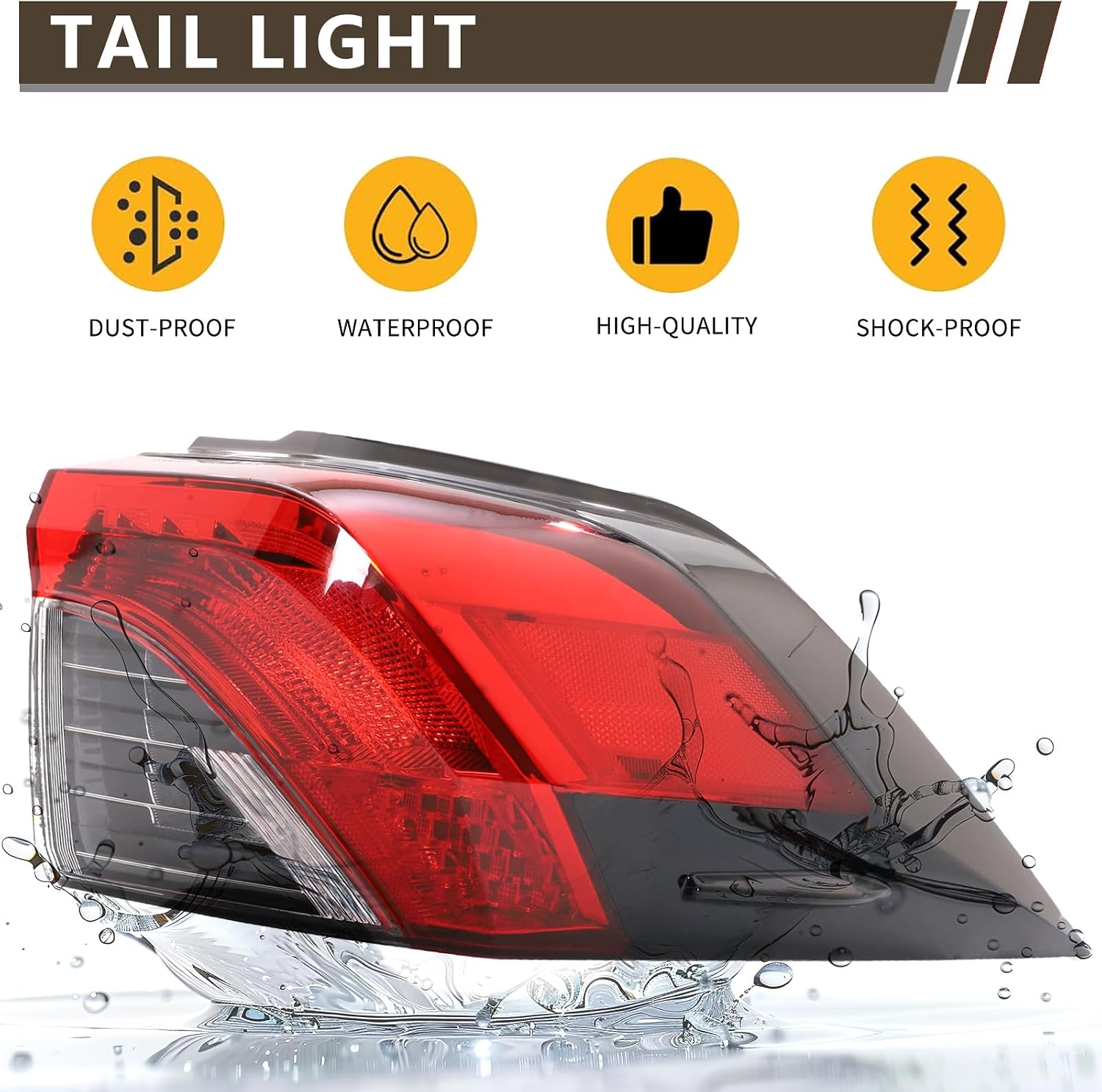 LED Tail Light Assembly Compatible With 2019-2024 Toyota RAV4 Right Passenger Side Outer Brake Tail Lamp W/O bulb Replace 81550-0R090 TO2805148