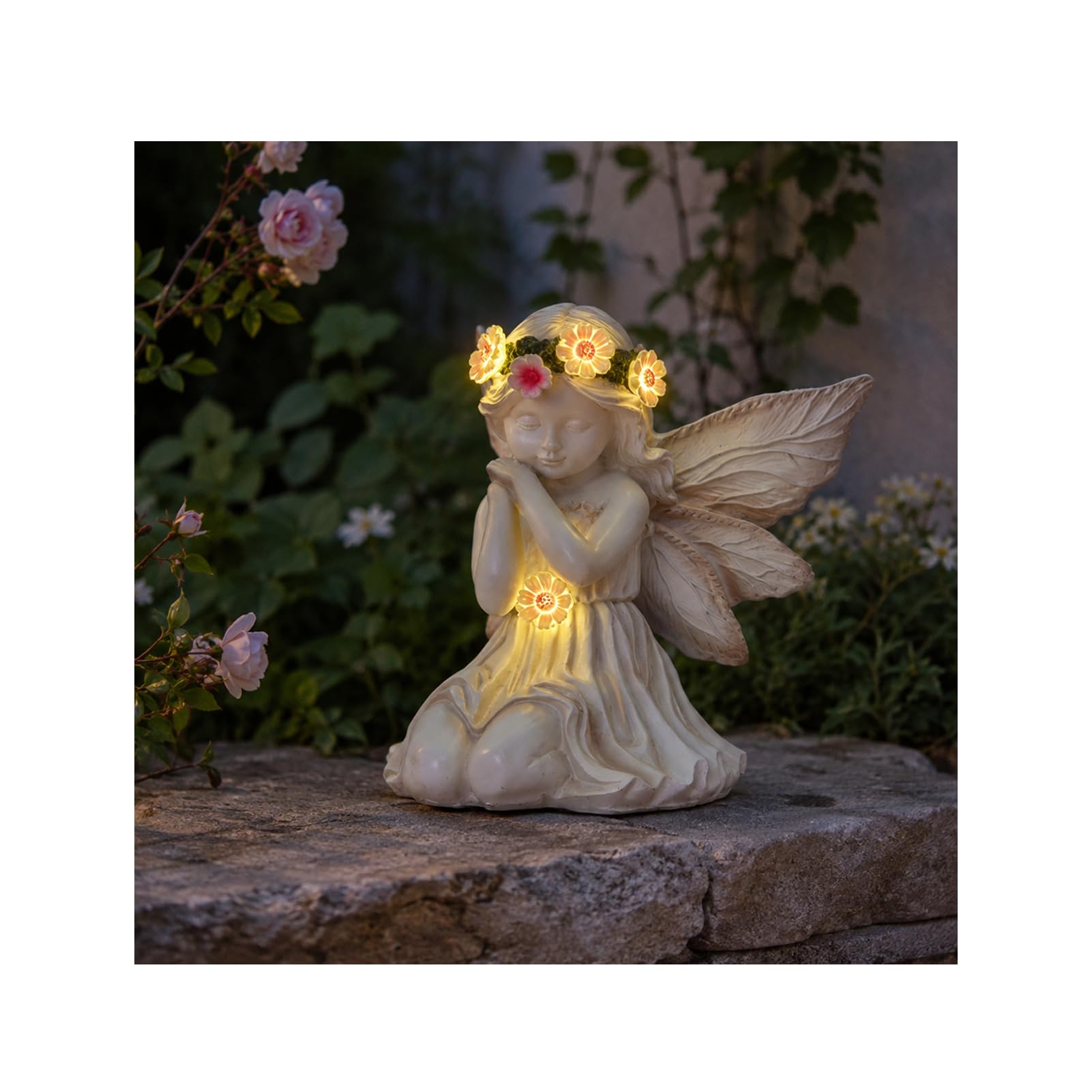 Solar Angel Statue Garden Ornaments Outdoor, Solar Statue Gardening Gifts