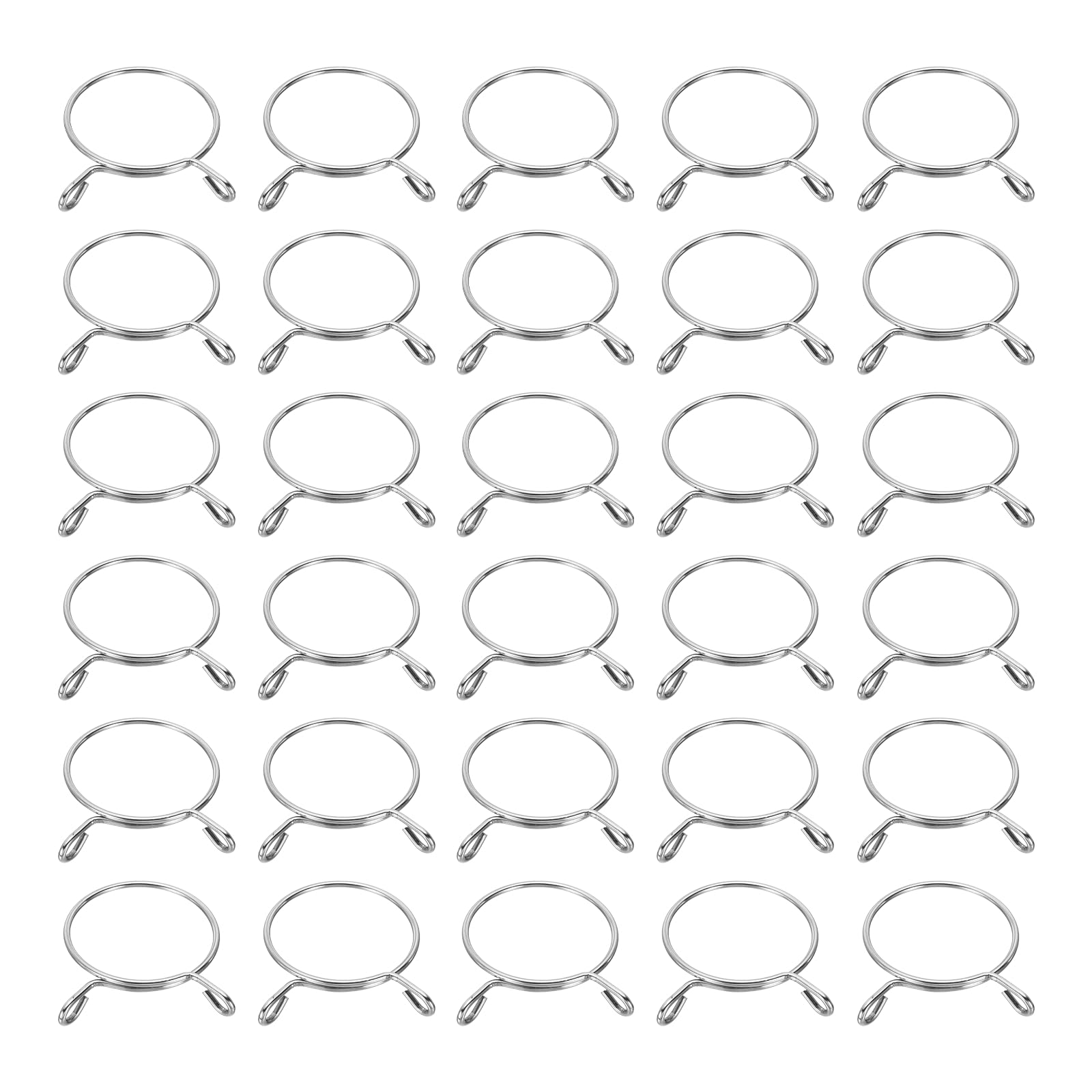 sourcing map Fuel Line Hose Clips 30Pcs 58mm ID 63mm Clamp Dia. 304 Stainless Steel Tubing Spring Clips Clamps Assortment for Air Hose Tube Water Pipe Motorcycle Scooter ATV, Silver