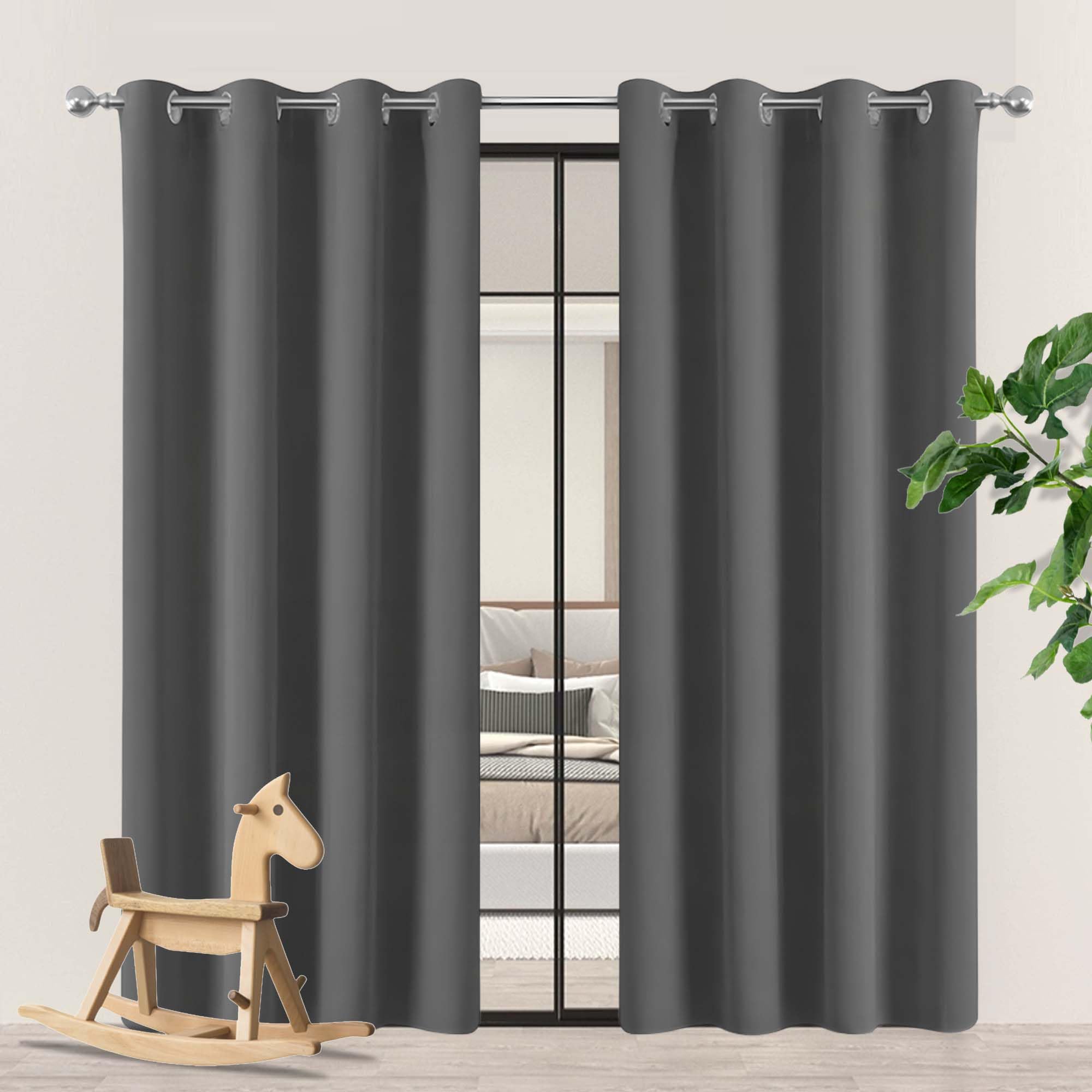 Rideau occultant 100% polyester avec œillets pour isolation thermique