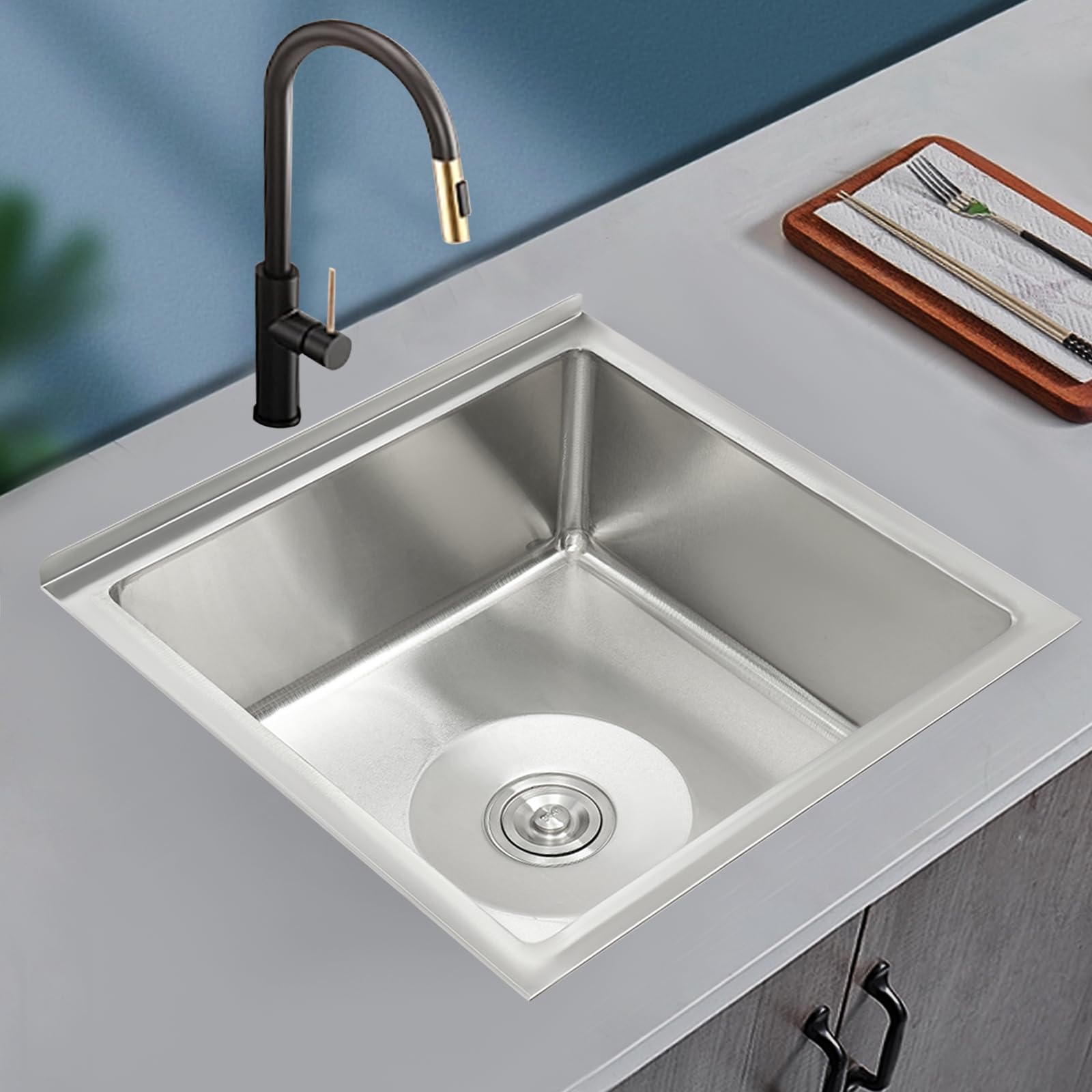 Lavello da cucina in acciaio inox 304, 56 x 48 x 31 cm, lavello