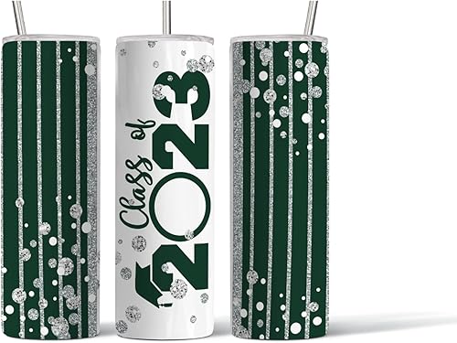 Miniatura 2 de Custom personalized Class of 2023 tumbler with straw and lid (Red)