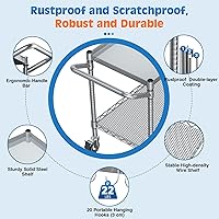 Vista 5 de Leteuke Carrito de herramientas de 2 niveles con ruedas, capacidad de 900 libras, carrito utilitario rodante de servicio pesado con asa, carrito