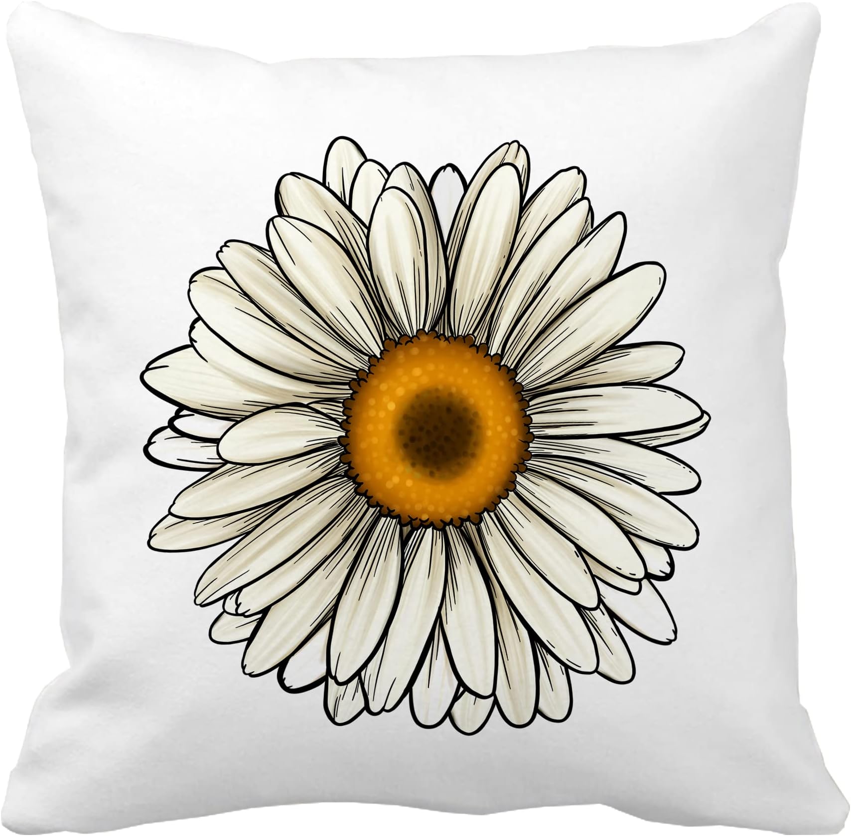 Decorbox White Daisy Flower 18x18 Inch Throw Pillow Cover, Floral Theme Decorative Cushion Case, Rustic Farmhouse Soft Accent Pillowcase Sham for Home Room Bed Couch Decor Sofa Chair Decoration Gift
