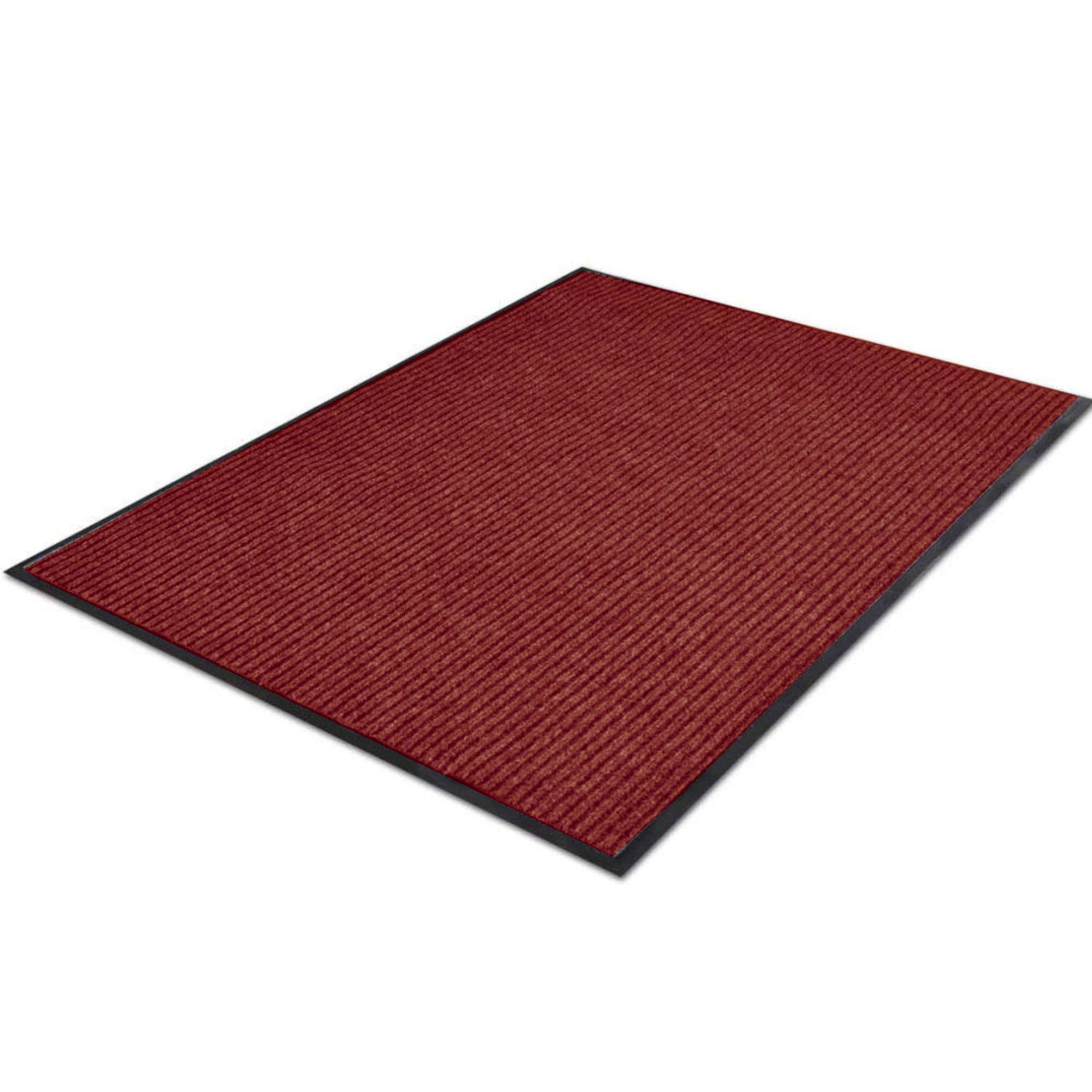 Ribbed Rubber Mat Indoor-Outdoor Dust Proof Non-Slip Polypropylene Door Entrance Anti-Stain Heavy Duty Barrier Mats for Kitchen Backdoor Small Carpet Large Runner Medium Rug Red 50 x 90 cm