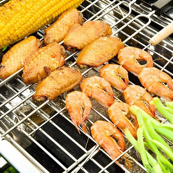 DOITOOL Stainless Steel BBQ Grill Mesh Replacement Rack for Outdoor Camping Oven Barbecue Cooking Grid Net 17.3x11.8 Inch Square Grate for Outdoor Cooking Camping Picnic