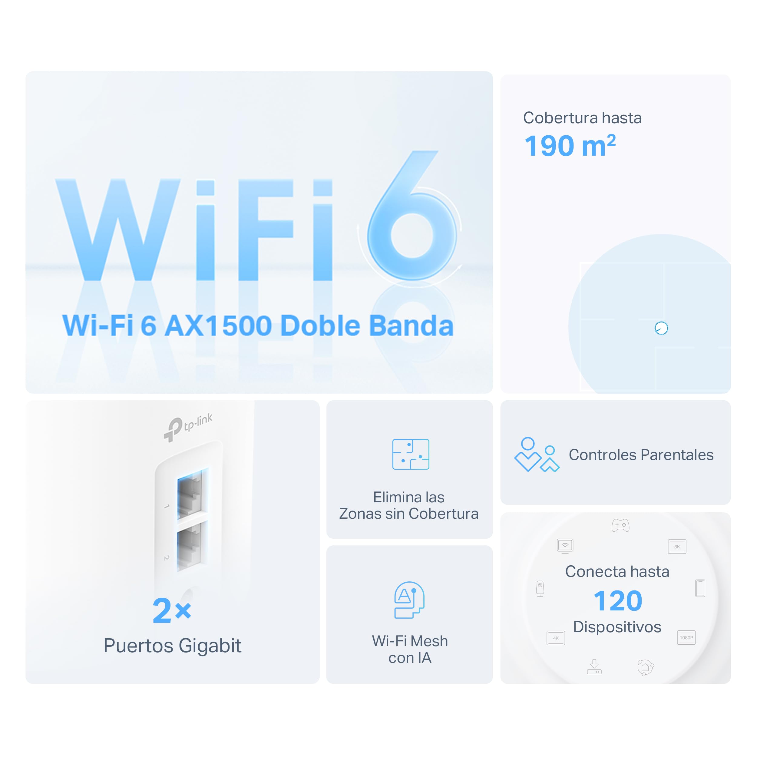 [Nuevo] TP-Link Deco X10(1-Pack)|AX1500 Whole Home Mesh Wi-Fi 6 System-Cobertura hasta 360 m2, 3X Puertos GigabIt por Unidad, Banda 160MHz Canal, ODFMA, 1024QAM, Color Blanco