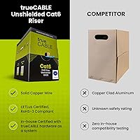 Vista 3 de trueCABLE Cat6 cable riser (CMR), 1000 pies, 4 pares de cobre puro sólido de 23 AWG, 550 MHz, certificación ETL, par trenzado sin blindaje (UTP)