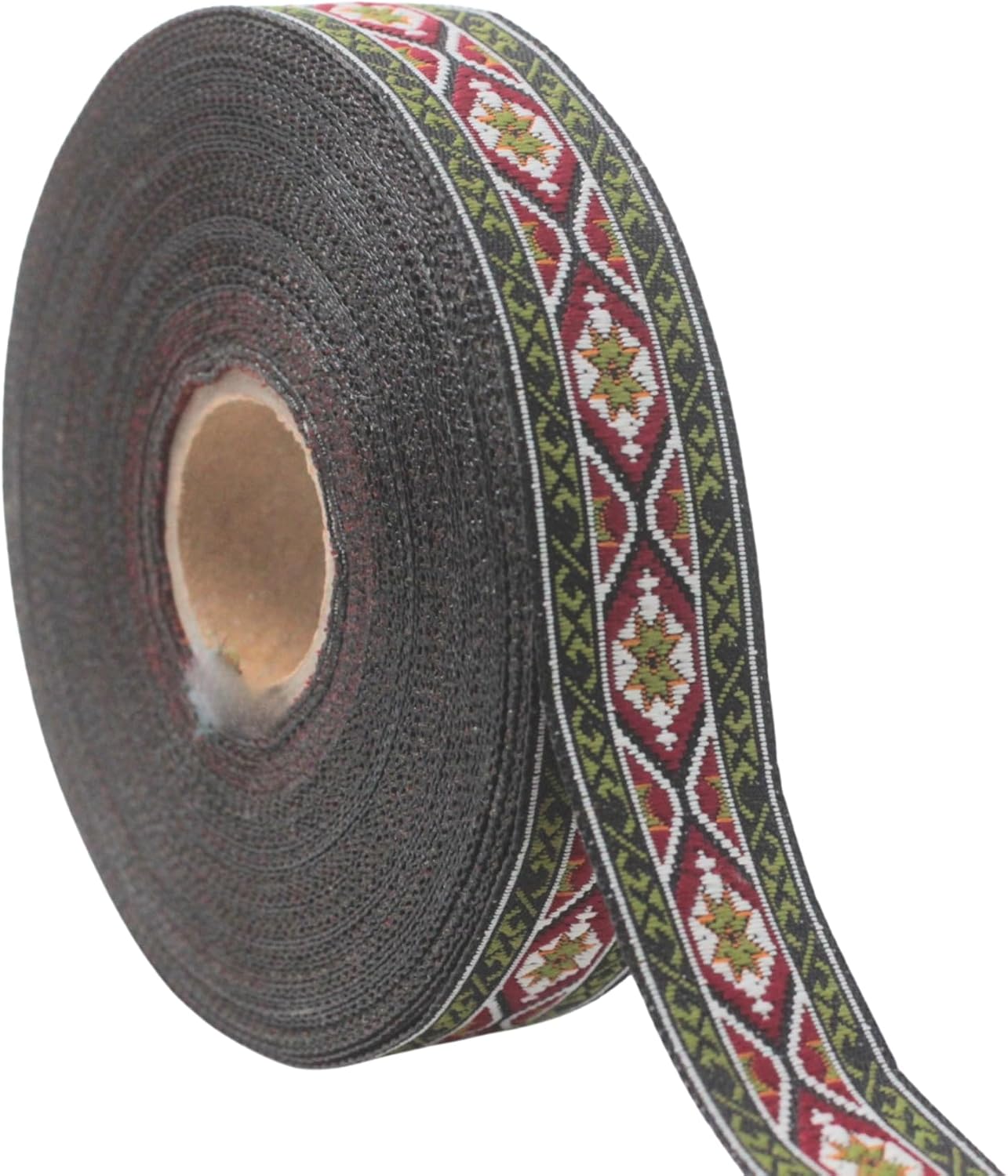 11 Yards 0.98 Inch Jacquard Woven Trim Red Green Ethnic Nomad Bloom Boho Ribbon for Crafts Sewing DIY Projects
