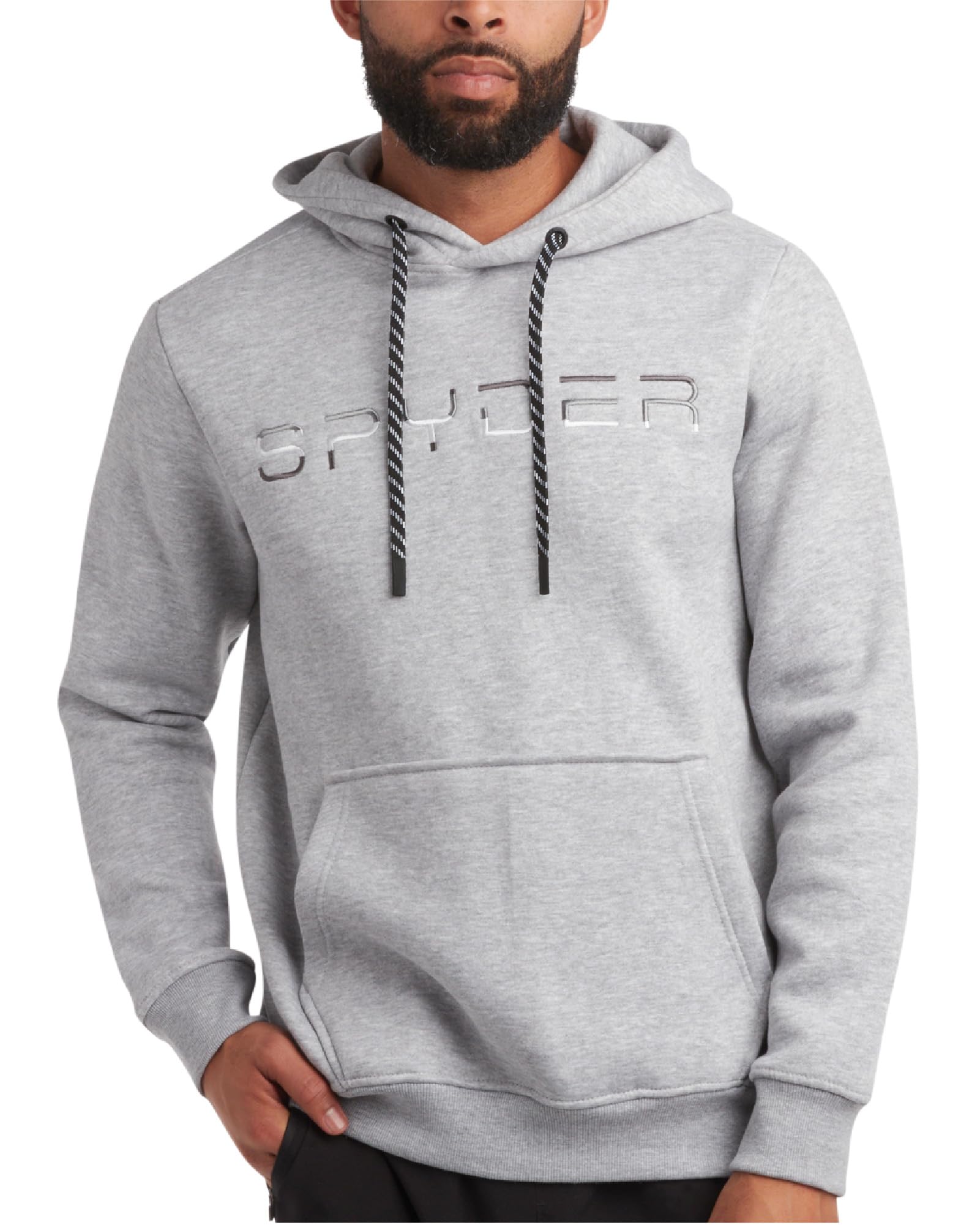 Spyder Men's Grey Heather Hoodie - Athletic Performance Soft Fleece Pullover Sweatshirts For - Heavyweight Workout Hooded Sweatshirt, L