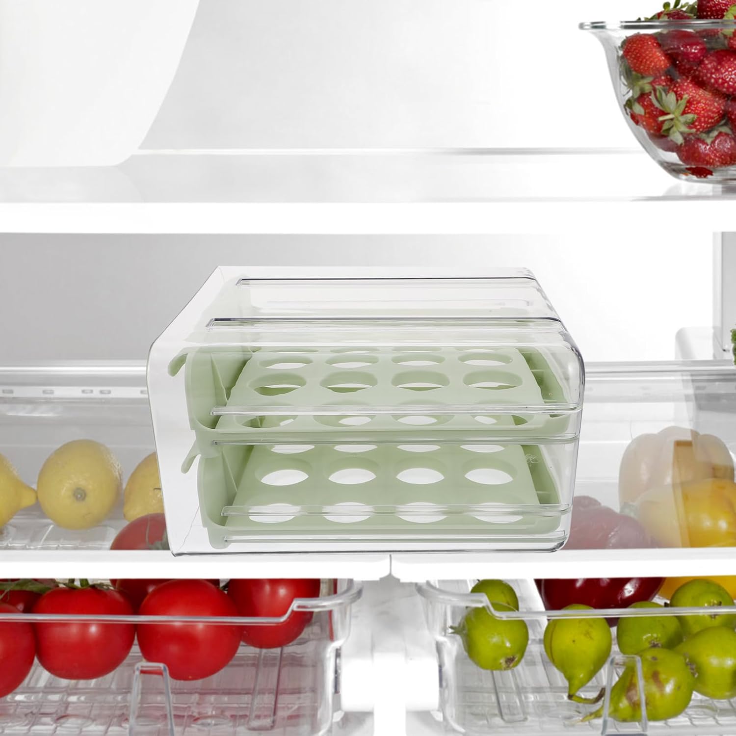 NUOBESTY Multi Grid Egg Holder Reusable Refrigerator Egg Container with Design Capacity Compact Sturdy Storage for Kitchen Countertop Freezer