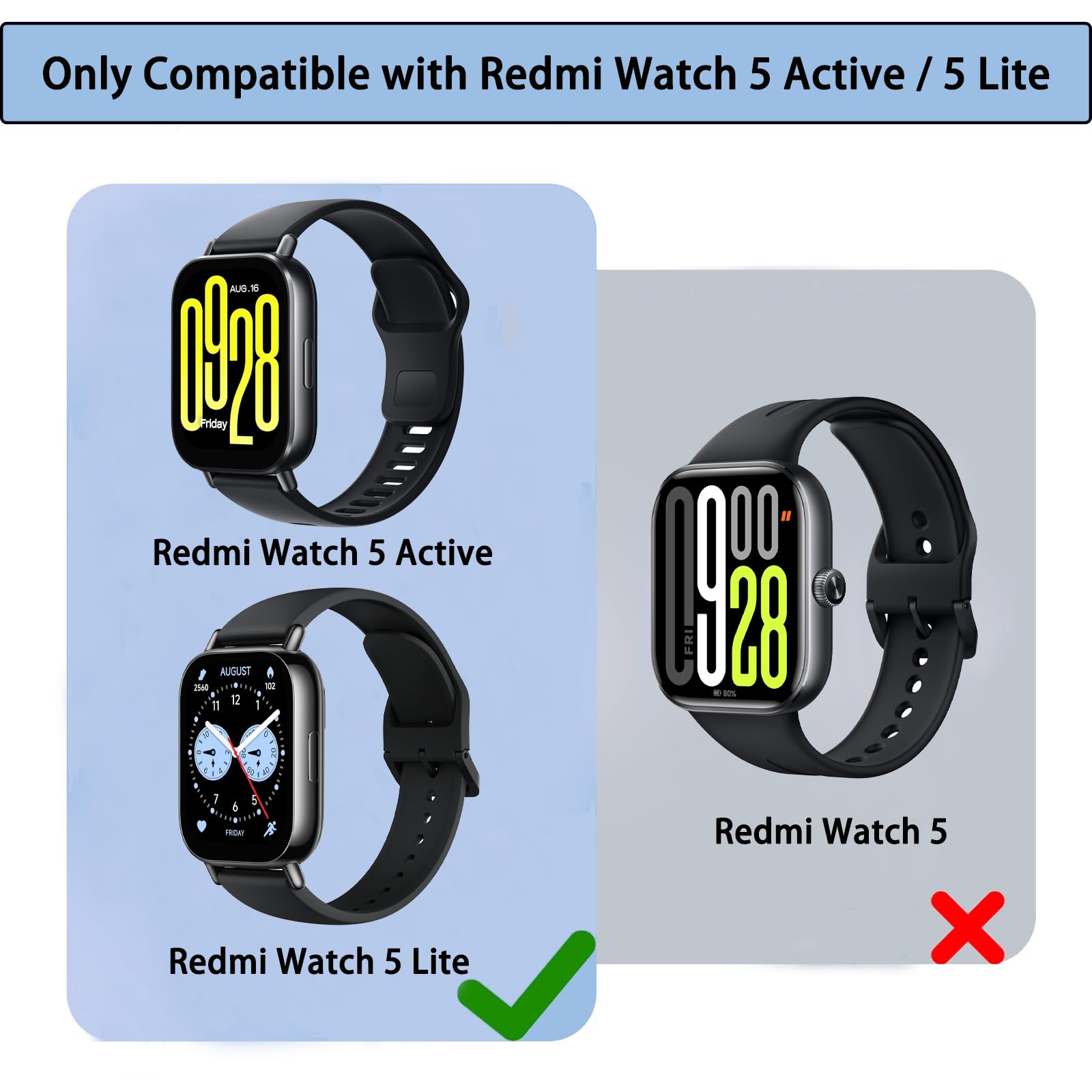5 pezzi elastici per bambini in nylon di ricambio per Xiaomi Redmi Watch 5 Active/Redmi Watch 5 Lite, cinturino elastico in tessuto di ricambio per Xiaomi Redmi Watch 5 Uomo Donna