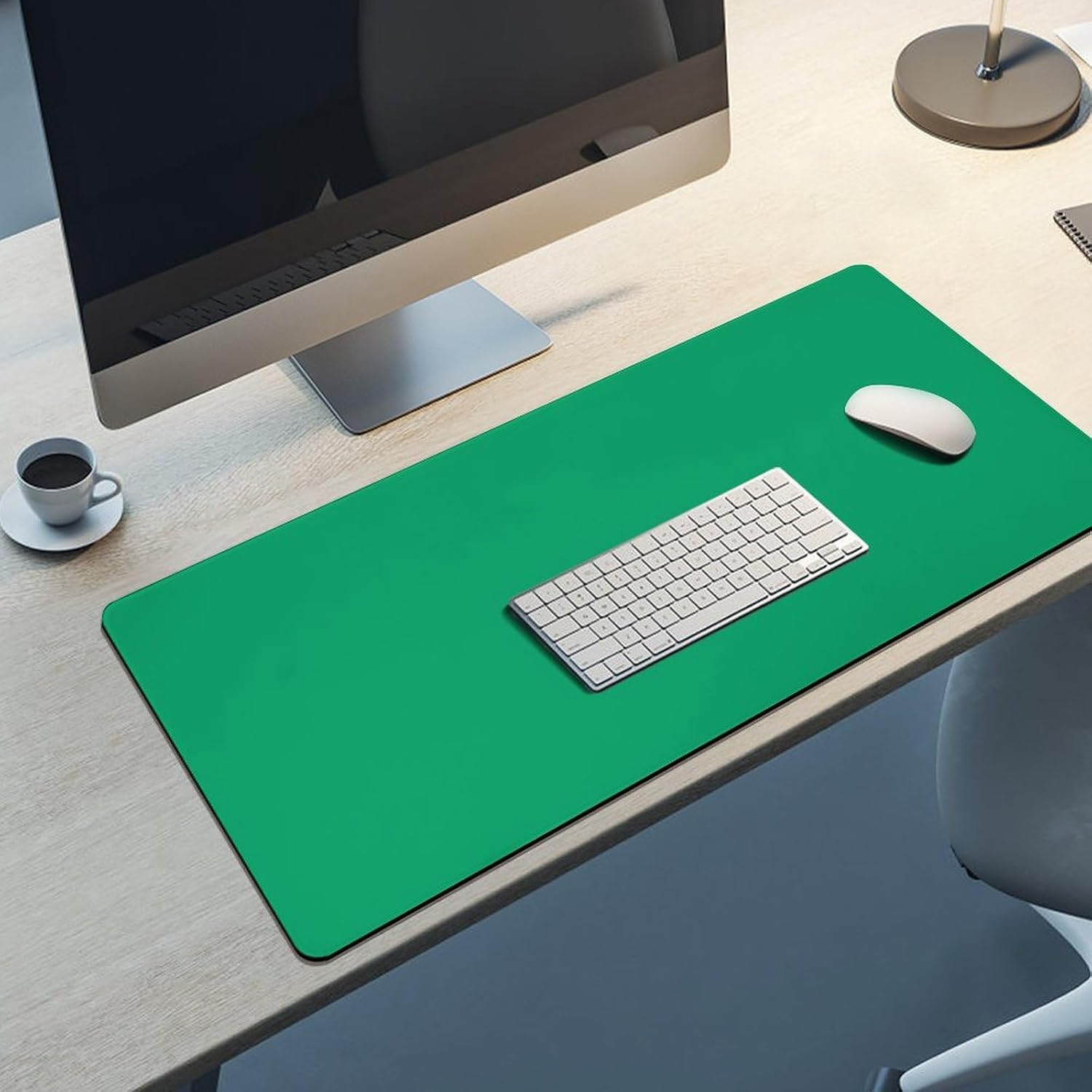 Desk Pad Large Mouse Pads, Solid Brilliant Green Desk Mat for Computer Laptop & Gaming Desk Mousepad Writing Mat for Gamer,Office & Home 16 x 36inch