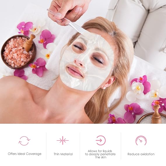 Maitys 200 Pcs Plastic Face Sheet Masks Disposable Facial Wraps