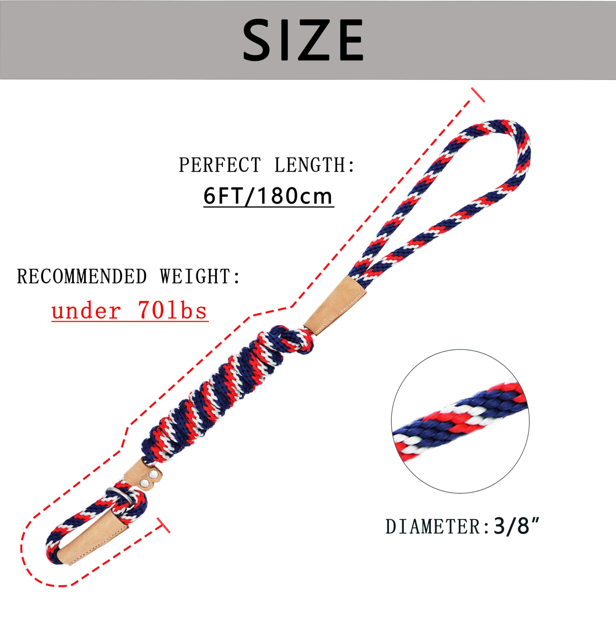 Hundeleine Aus Geflochtenem Seil – Verstellbar, 1,8 M Lang, 0,6 Cm Dick, Für Mittelgroße Hunde & Welpen