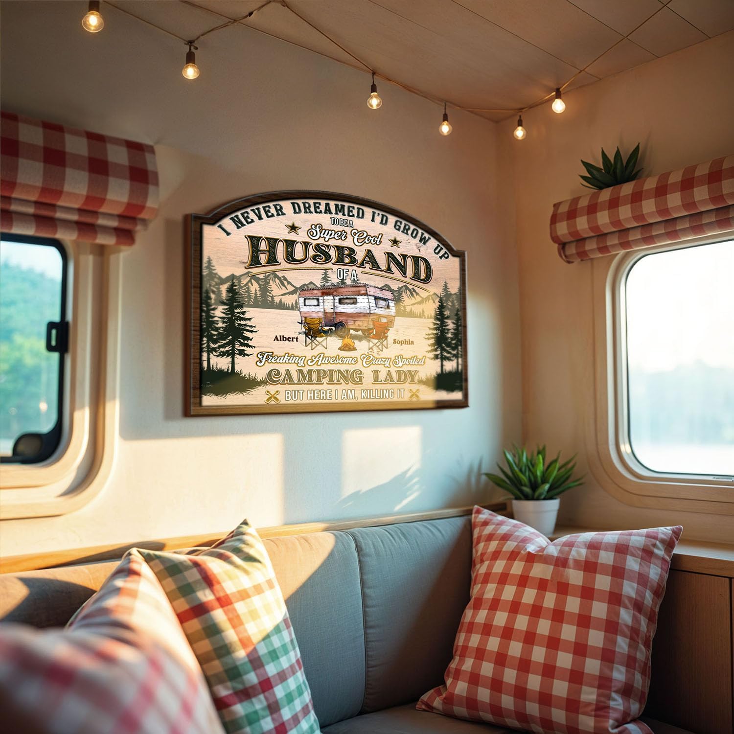 THUYPT Personalized Camping Sign for Camper, Printed Wooden Sign Campsite Decorations, RV Sign for Camper Gifts, Travel Trailer RV Outdoor Wood Camping Signs (04)