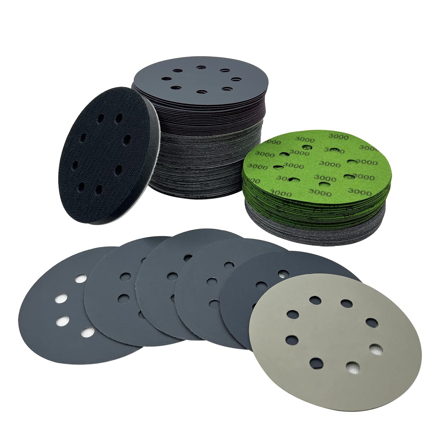 Buy Autkerige 5 Inch Sanding Discs 140pcs Hook and Loop 8 Holes Wet Dry