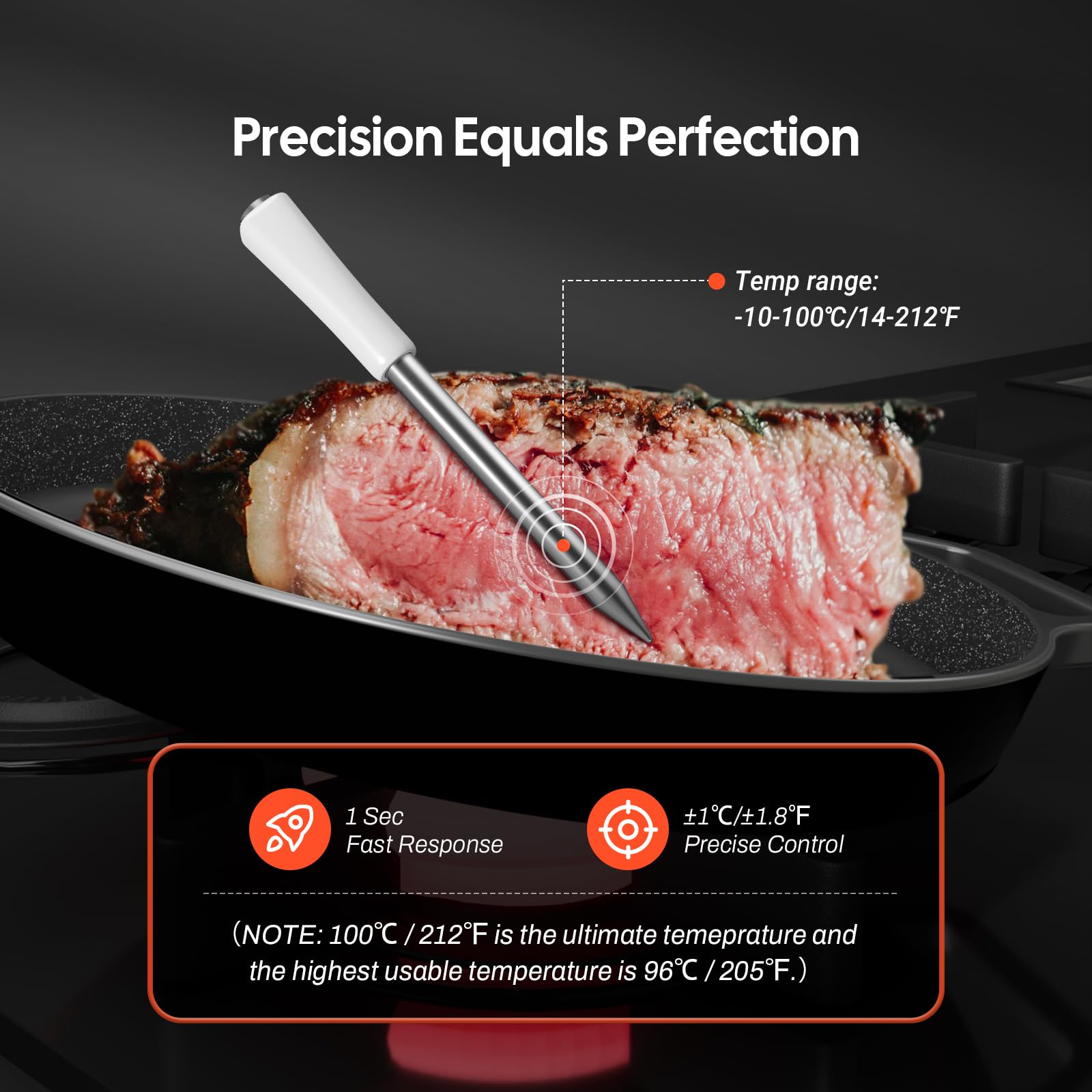 INKBIRD Termometro per Carne Wireless Bluetooth 5.4 305m IP67 Impermeabile