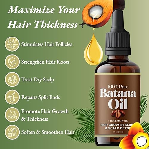 Miniatura 3 de Batana - Aceite de romero para el crecimiento del cabello, 100% puro y orgánico natural con romero que mejora el grosor y la fuerza, aceite de