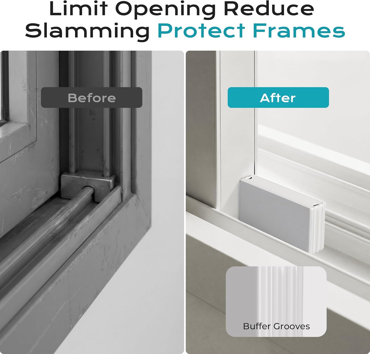 Window Limit Block with Cover, Sliding Window Locks for Vertical & Horizontal Windows, Security Window Stopper for Home Bedroom Office, Double Screw Mounting (20 Pack, White)