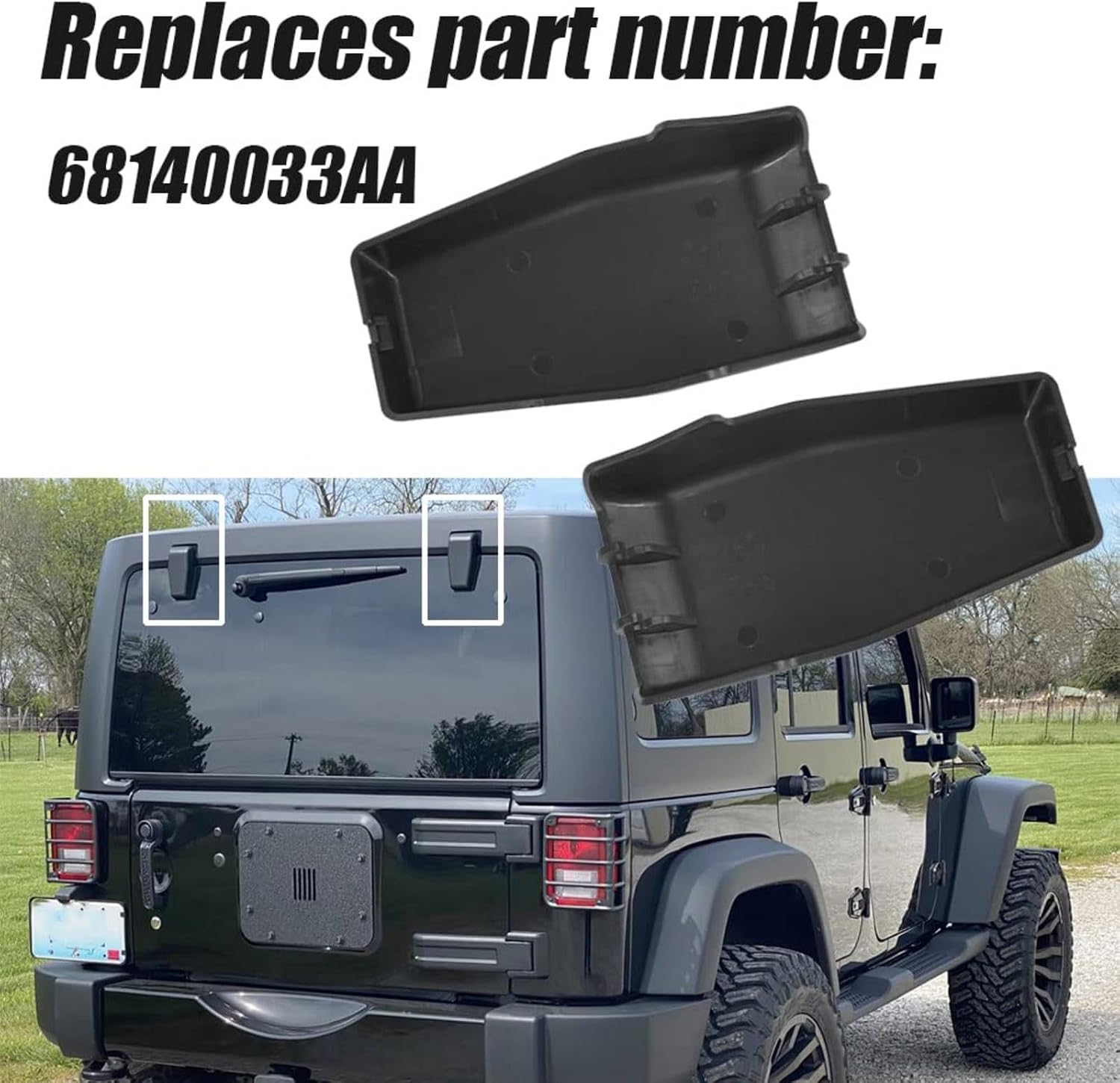 2Pcs Replacement Car Rear Window Hinge Liftgate Glass Hinge Trim Cover for Wrangler JK JKU 2007-2017