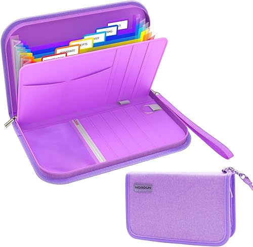 Nordun Organizador de cupones de recibos con soporte para tarjetas, organizador de archivos de acordeón, mini almacenamiento de boletos expandible y