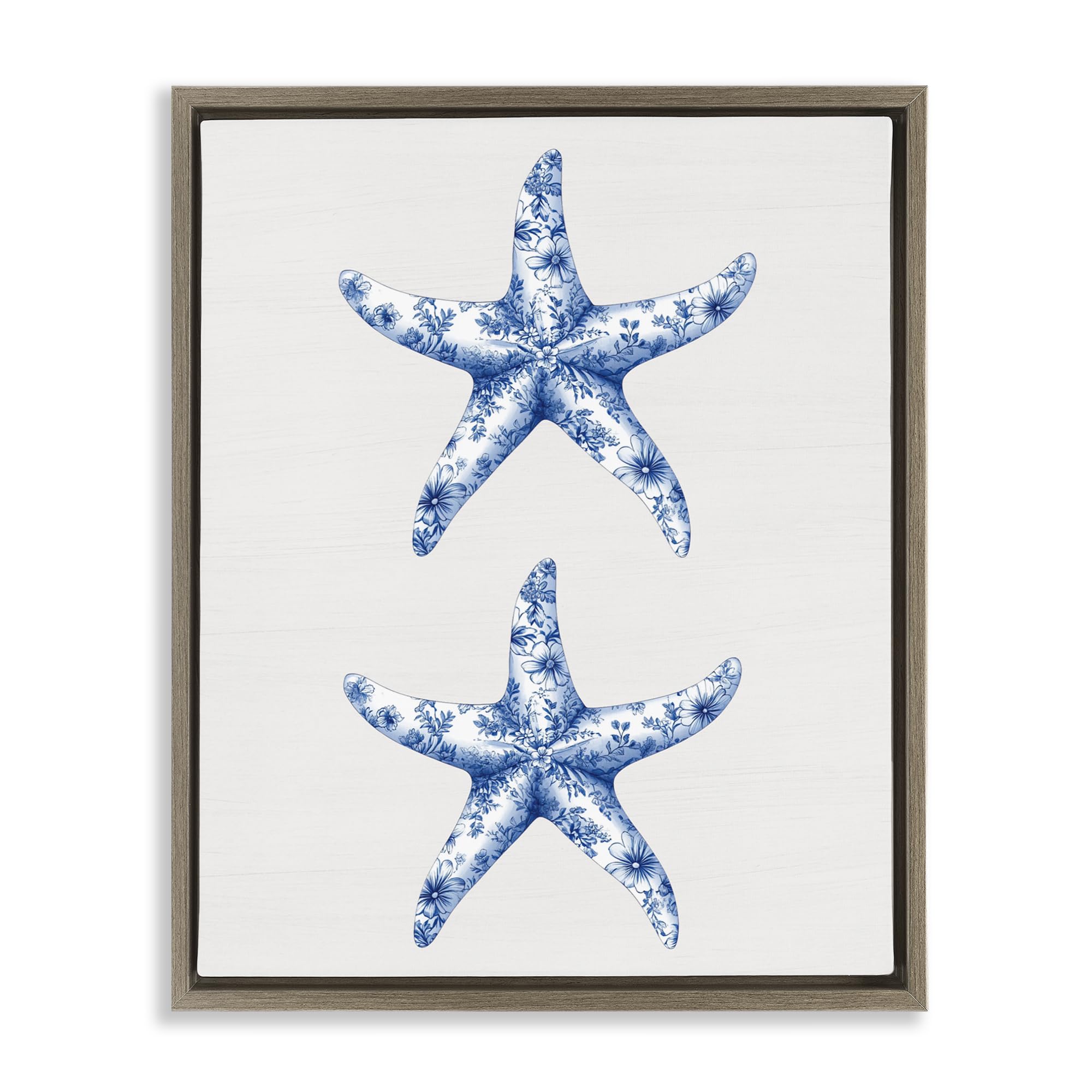 'Vintage Toile Starfish'| Floating Frame Canvas Art