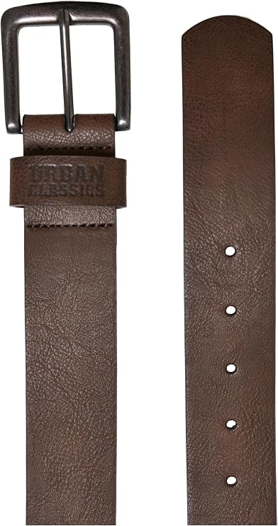 URBAN CLASSICS Unisex Leather Belt, Faux Leather Belt with Buckle Pin Fastening, Leather Imitation Belt for Men and Women, 100% Vegan, Colour: Black, Sizes: S, M, L, XL