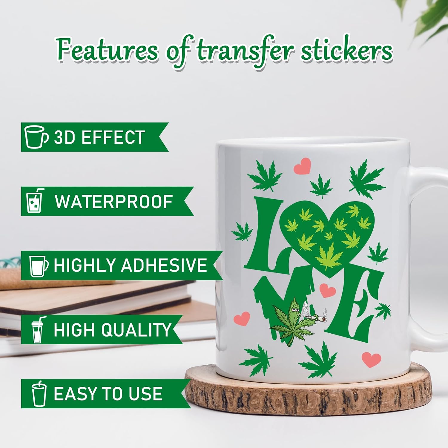Rngmsi UV DTF Cup Wrap - 20 Sheets Weed UV DTF Cup Wraps for 16 oz Mushroom Uvdtf Cup Wraps Personalized UV DTF Decals Waterproof UV DTF Wraps for Glass Cups Wood Crafts