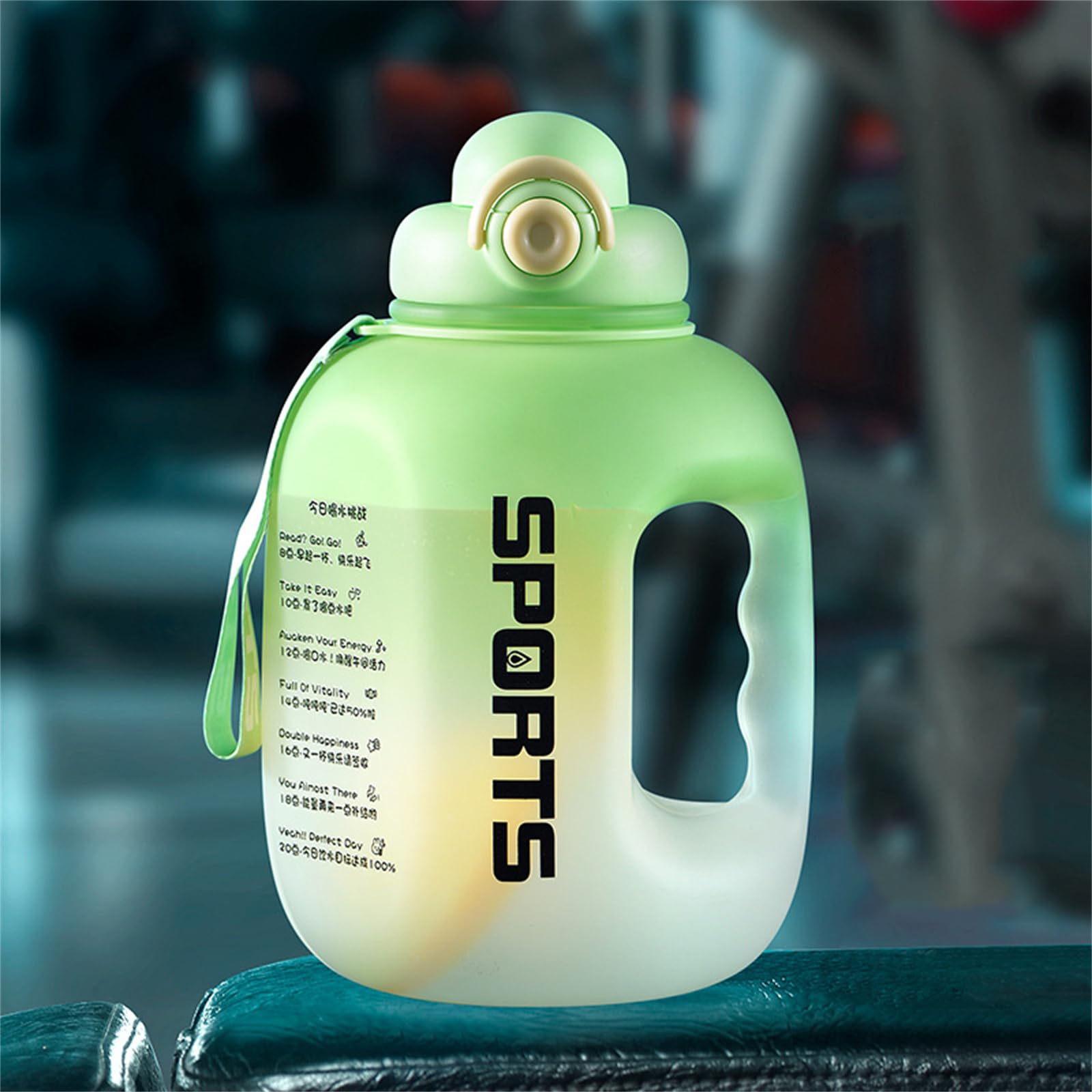 Wiederverwendbarer Großer Fitness-Wasserkrug, Wasserflasche, Motivierende Sport Wasserflasche, Mit Zeitmarkierung, Auslaufsicher, Für Fitnessstudio, Training, Wandern,Grün,2.5L