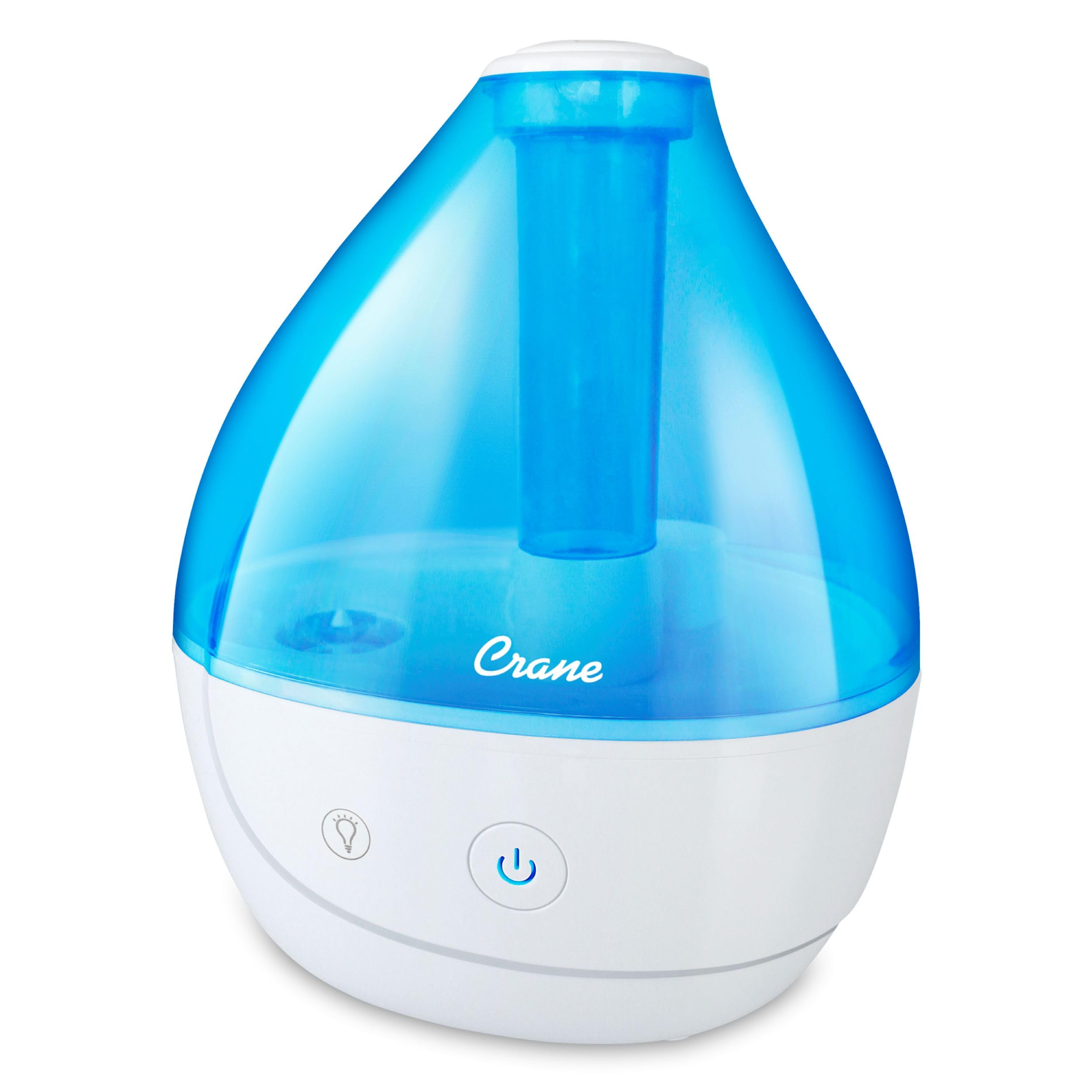 Crane Personal Ultrasonic Cool Mist Humidifier – 1.5 Liter, 8-Hour Run Time, Whisper Quiet, Auto Shut-Off, Filter-Free for Small Rooms, Offices,