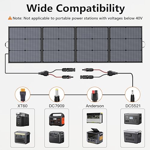 Miniatura 6 de Panel solar portátil de 220 W, cargador solar plegable de 220 vatios y 40 V, impermeable IP67 para campamento al aire libre, estación de energía
