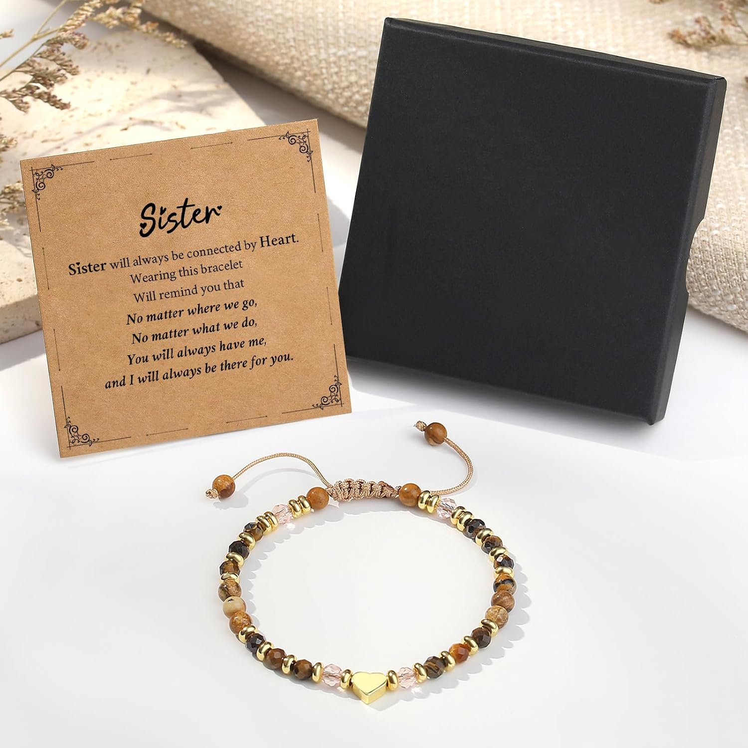 Friend Gifts for Women, Inspirational Gifts for Women, Unique Birthday Gifts, Best Friend Friendship Bestie Bracelets, Sister Gift from Sister, Tiger Eye Bracelet