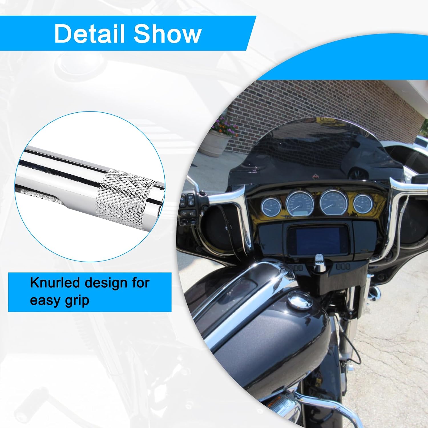 Motorcycle Handlebars 12" Rise Ape Hangers Handlebar, 1-1/4" 1.25 inch Motorcycle Ape Hangers Fit for Harley Touring Electra Glide 1986-2023 Street Glide 2006-2023 (Chrome)