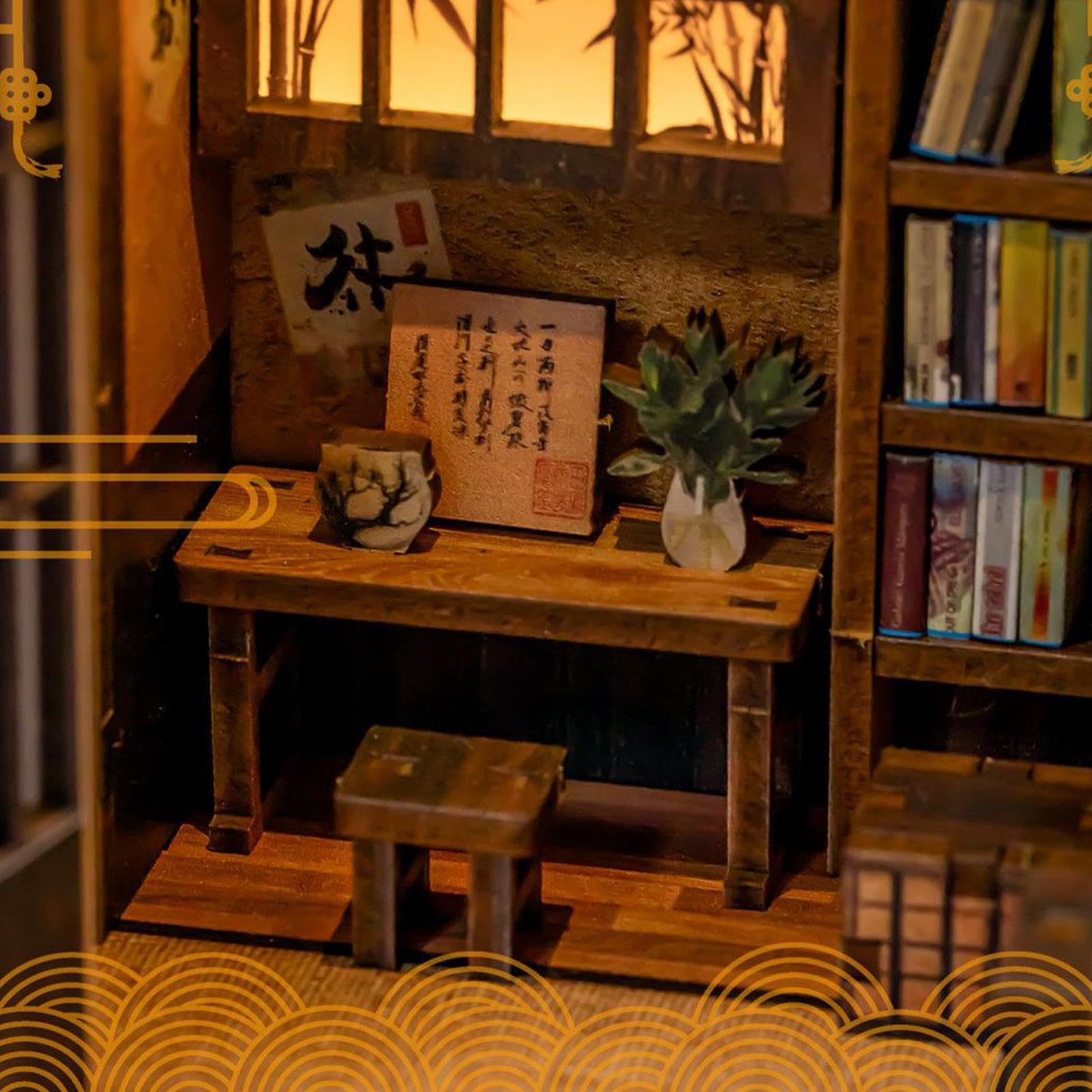 Kit casa in miniatura decorazione per ufficio in legno stile giapponese | Set Casa Libri In Miniatura Per Adulti Adolescenti Collezionisti Festa Compleanno Soggiorno Camera Da Letto Ufficio Vetrina
