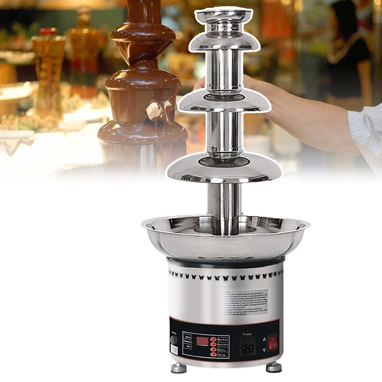 Torre De Fondue De Chocolate Caliente Comercial 4/5/6 Niveles En Acero Inoxidable, Fuente De Chocolate Profesional, para Derretir Y Calentar Nachos, Queso, Licores En Fiestas Y Bodas