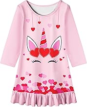 LQSZ Girls Nightgown Casual Dress Sleepwear 3-10 Years Pajamas Long Sleeve Nightgowns for Little Girls