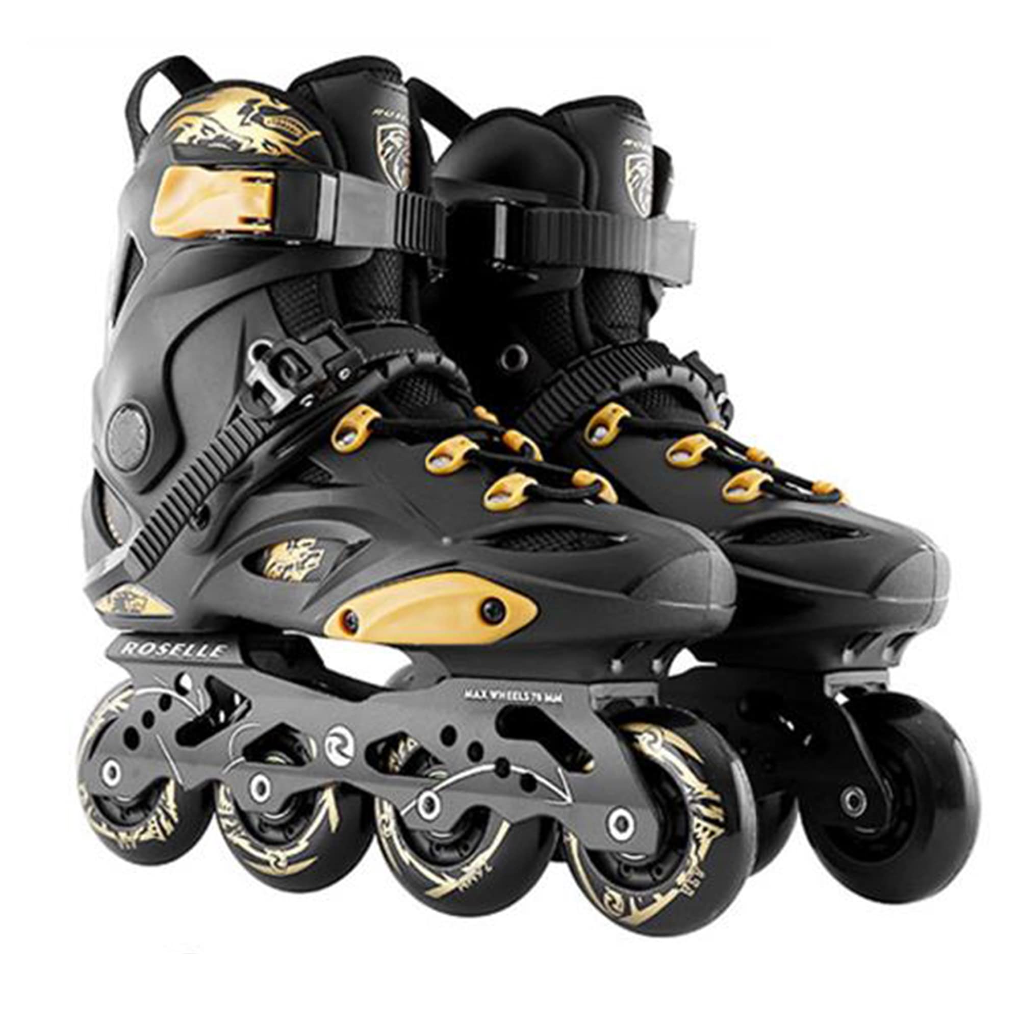 Rollers en Ligne pour Adultes, Patins à roulettes de Sport Professionnel, Bottes à roulettes à Une Rangée, Patins à Roues Alignées de Fitness en Plein Air pour Hommes et Femmes-Black||36