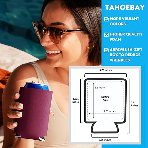 Miniatura 2 de TahoeBay Enfriadores de latas a granel (paquete de 100) mangas de cerveza de espuma en blanco  Paquete de soporte aislado de tamaño regular para