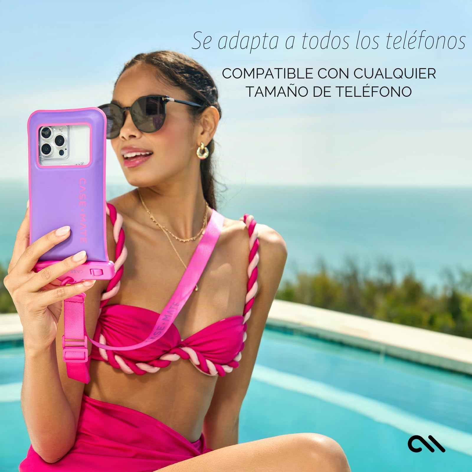 CASE-MATE - Funda Impermeable IP68 para teléfono [Compatible con Pantalla táctil] - Funda Flotante Impermeable con cordón Cruzado para iPhone 14 Pro Max/13 Pro Max/12 Pro Max/11/S23 Ultra - Paraíso