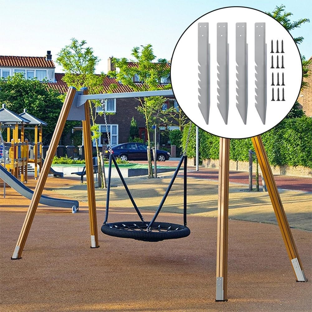 4 anclajes de tierra para columpios y estructuras de juego de acero galvanizado resistente para estabilidad