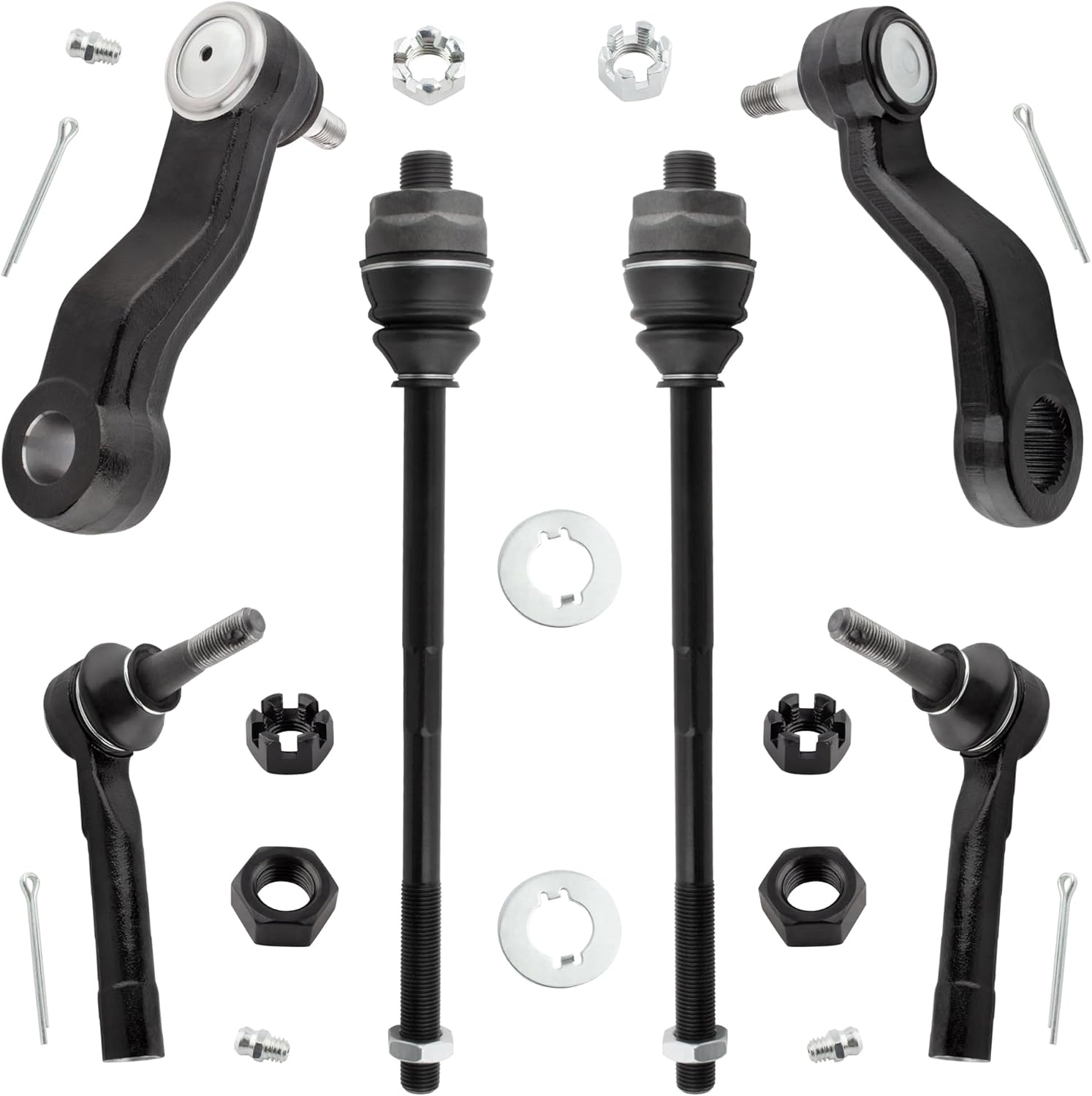 BOXI ES3488 ES3493 K6534 K6536 Front Inner Outer Tie Rod + Idler Arm Pitman Arm Suspension Parts for Cadillac Escalade ESV EXT, Chevrolet GMC Avalanche Suburban Sierra 1500 Tahoe Yukon XL - 6Pc
