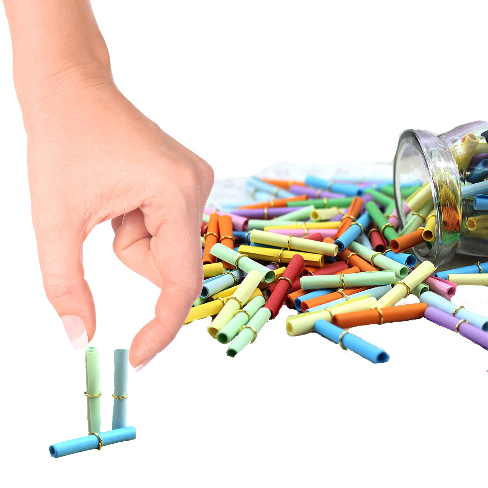 Vokowin 200 Pcs Lucky Wishing Paper Scrolls, Tiny Message Paper Mini, Colorful Scroll Paper Write, for Diy, Gifts, Birthday, Anniversary (K102-1) (Mixed Color)