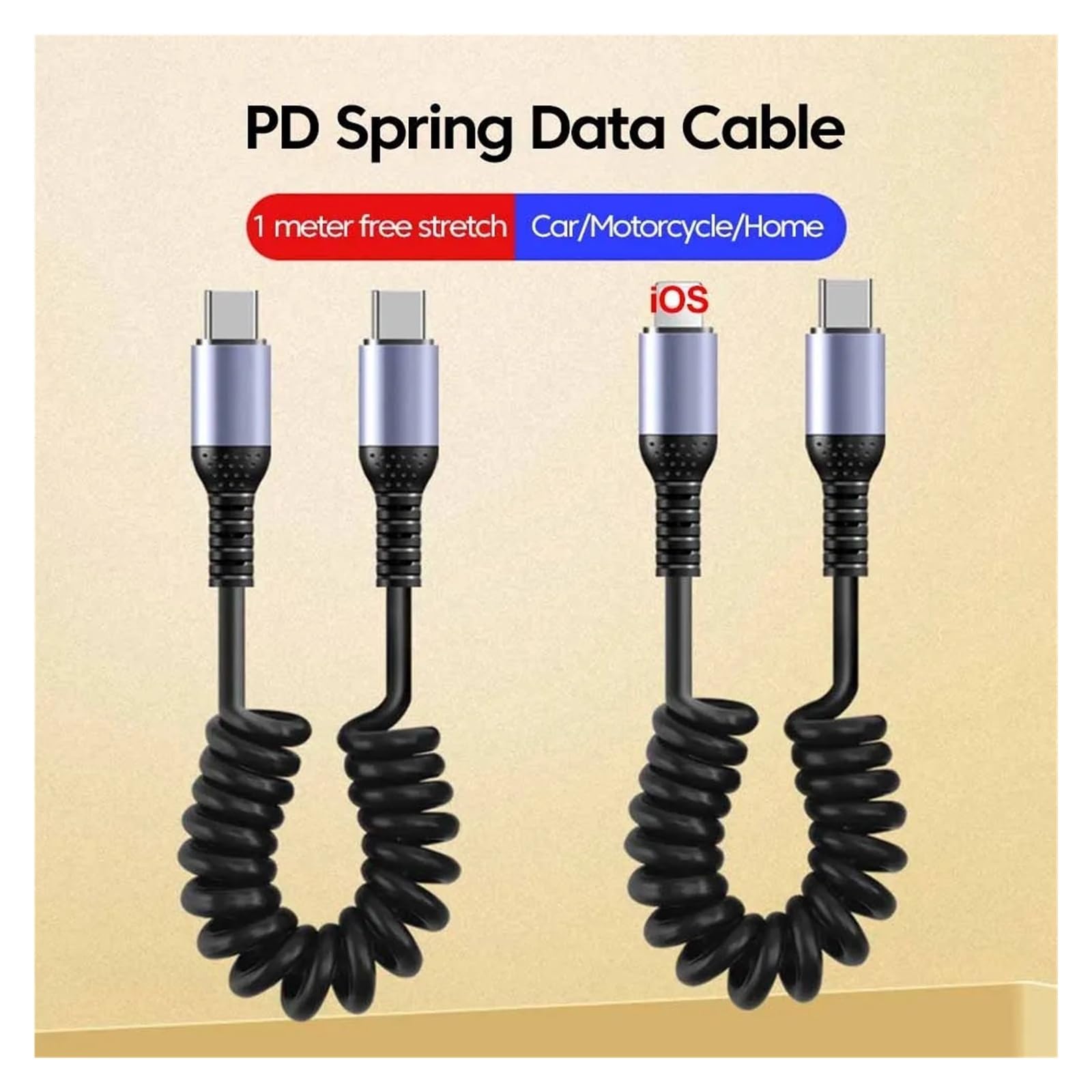 USB C Molla Gomito 6A 66W Carica Veloce Tipo C Cavo per iPhone per Samsung | 66 W C a C