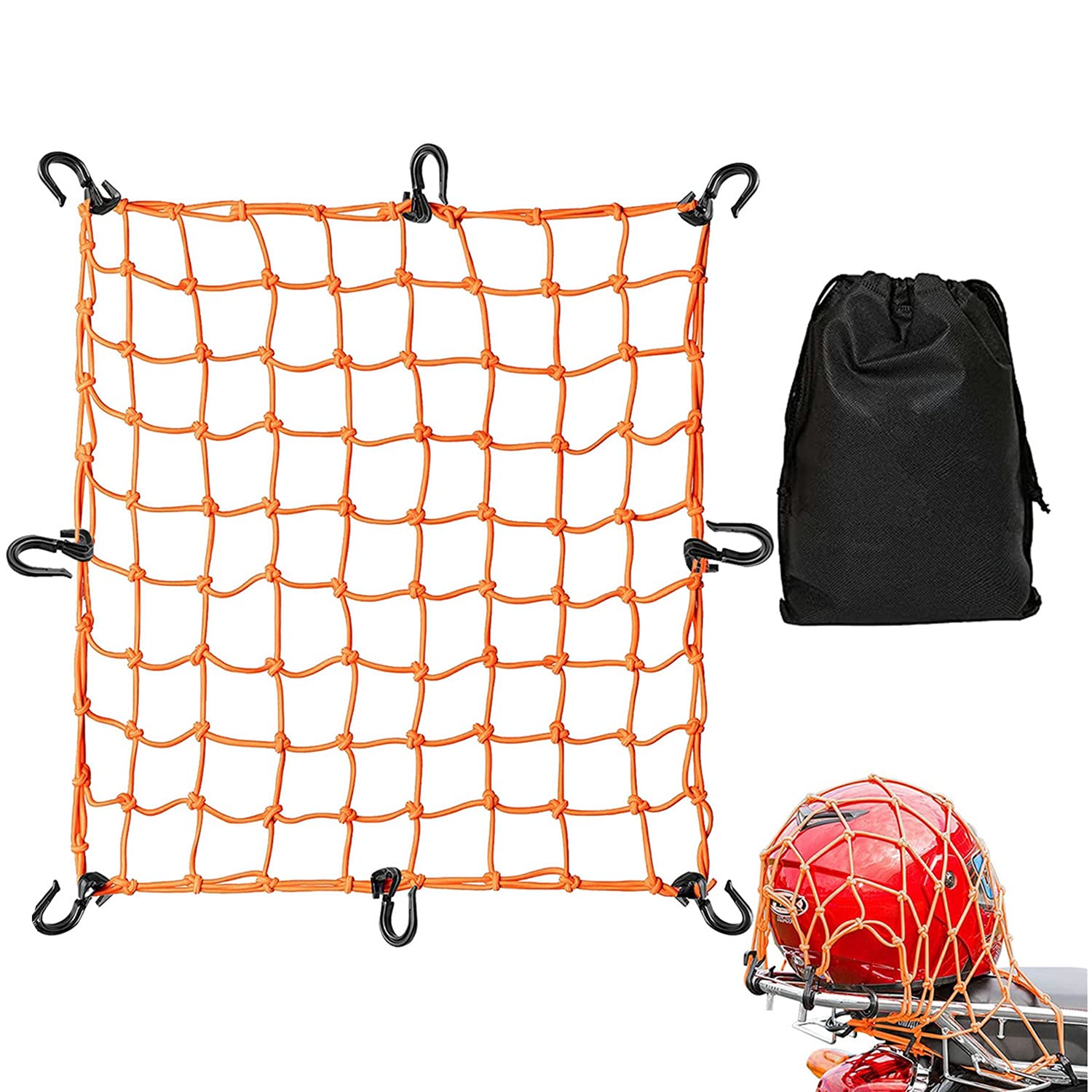 Filet élastique à Bagages Moto - 2 Filets Avec Crochets - Transport Casque, Sac, équipement - Pour Moto, Vélo, VTT, Motoneige