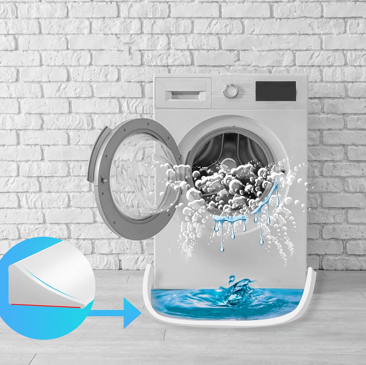 Collapsible Shower Countertop Washbasin Threshold Water Dam Flood Water Barrier for Retention System Keeps Water Inside Threshold Dry and Wet Separation Bathroom Toilet 72In L-Shape - - 