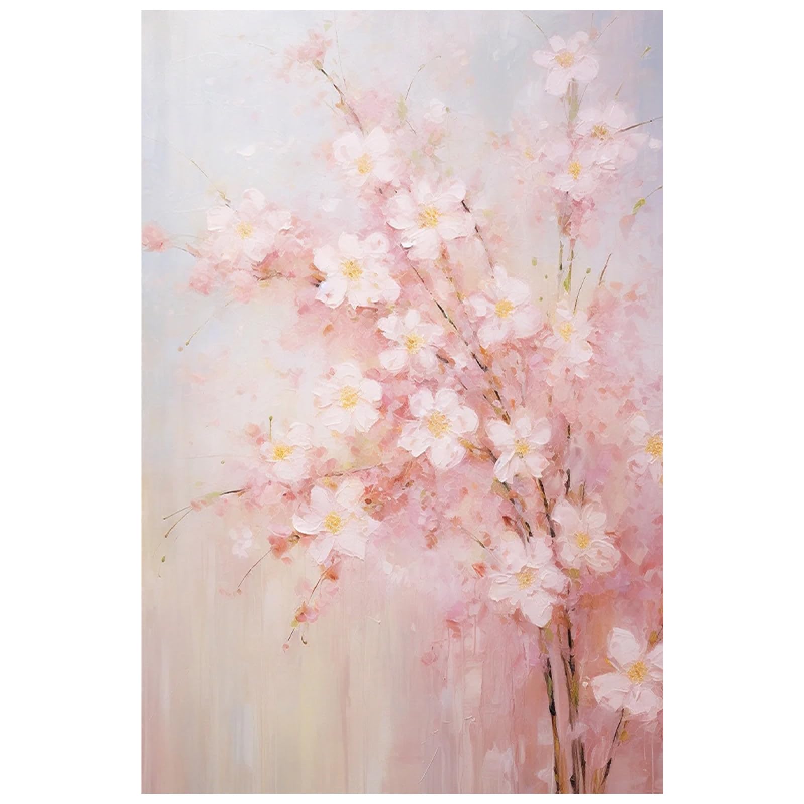 Grande taille sur toile pour habiller un mur vide, peinture fleur de pêcher rose salon moderne