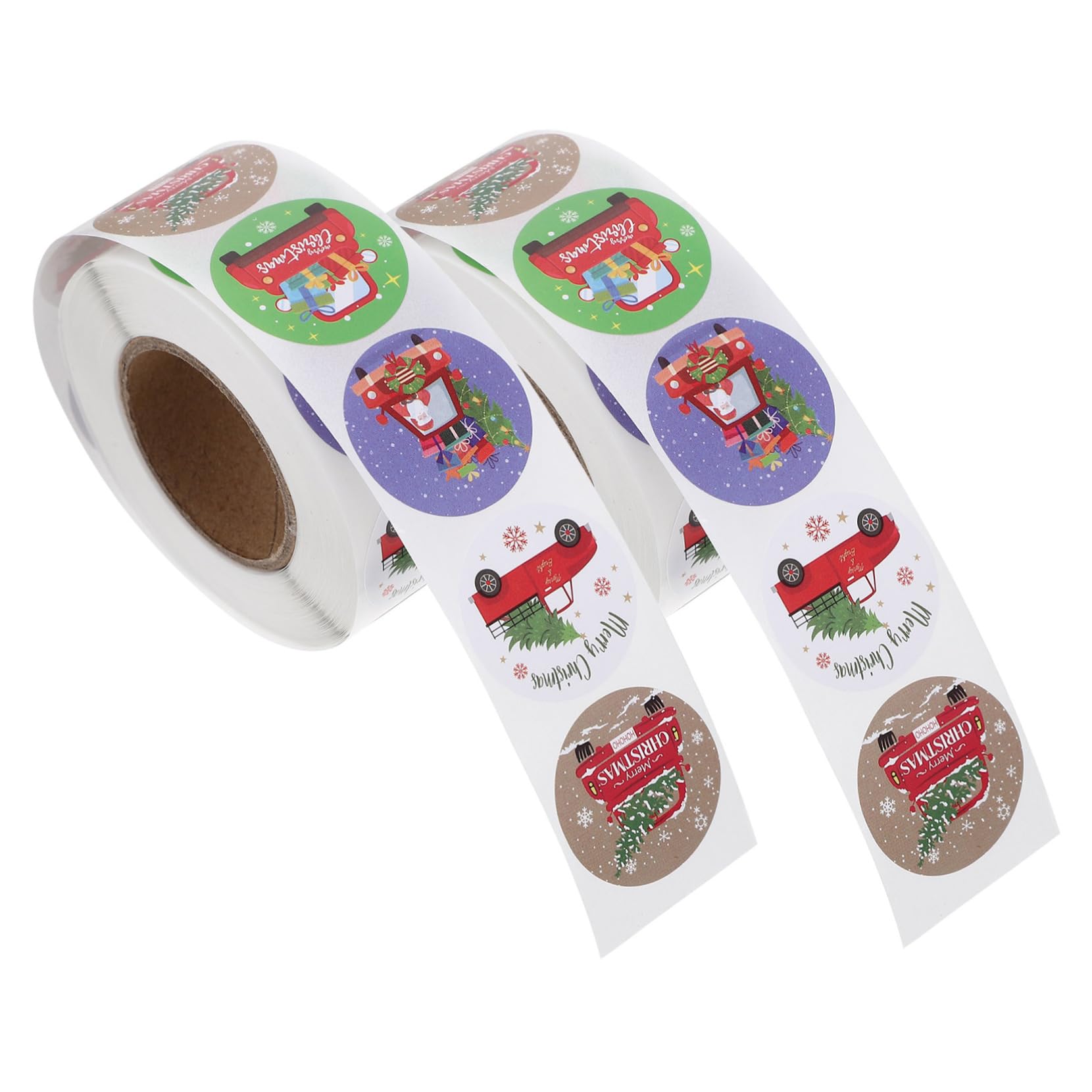 Tofficu 5 Sätze Weihnachtsgeschenkpapier Etiketten Weihnachtskarte Girlande Schild Schleife Süßigkeiten Ornamente Siegeletikett Packpapier Plätzchen Aufkleber 3 Rollen * 5
